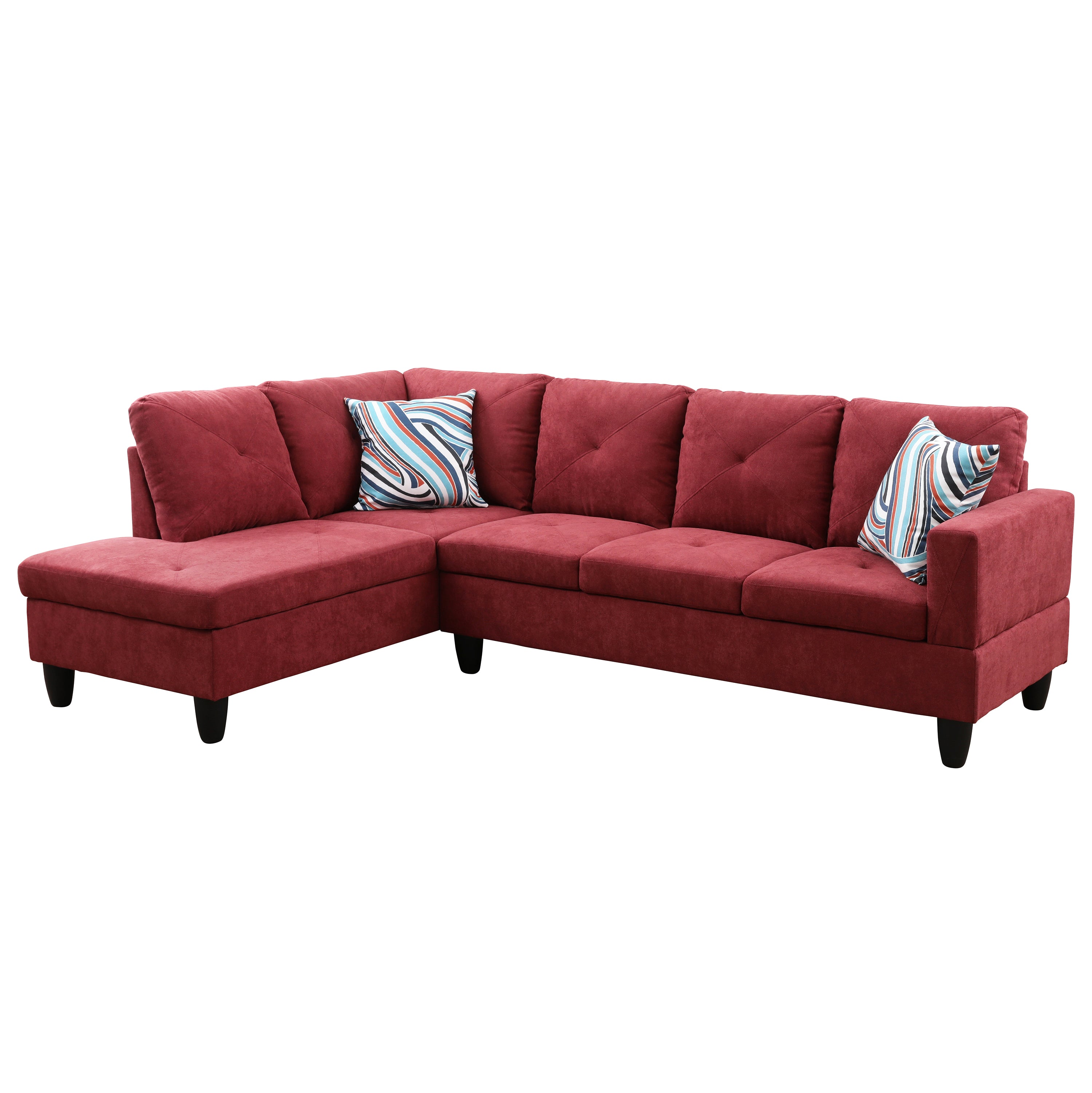 Conjunto de sofá seccional en forma de L de franela roja de Ainehome para sala de estar