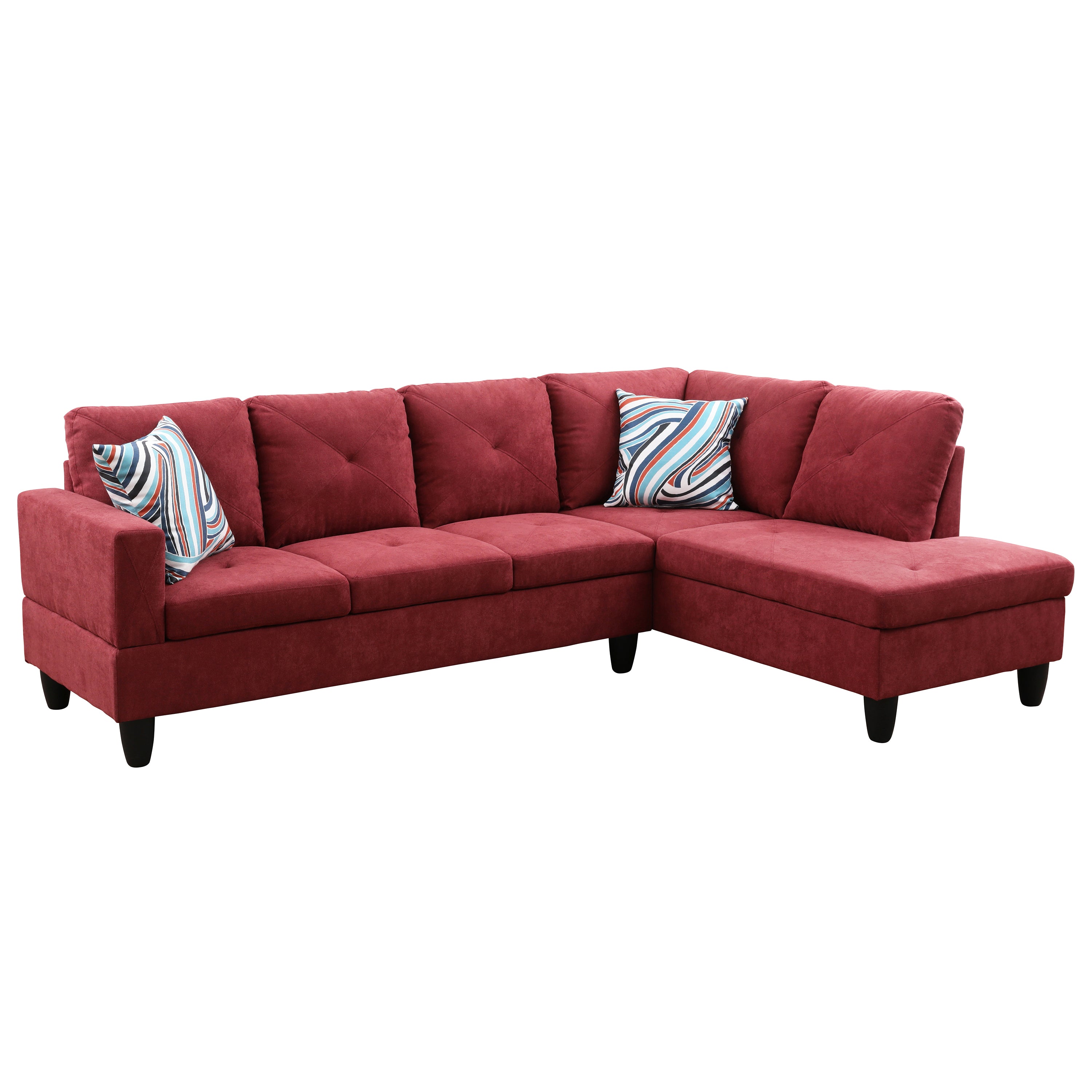 Conjunto de sofá seccional en forma de L de franela roja de Ainehome para sala de estar