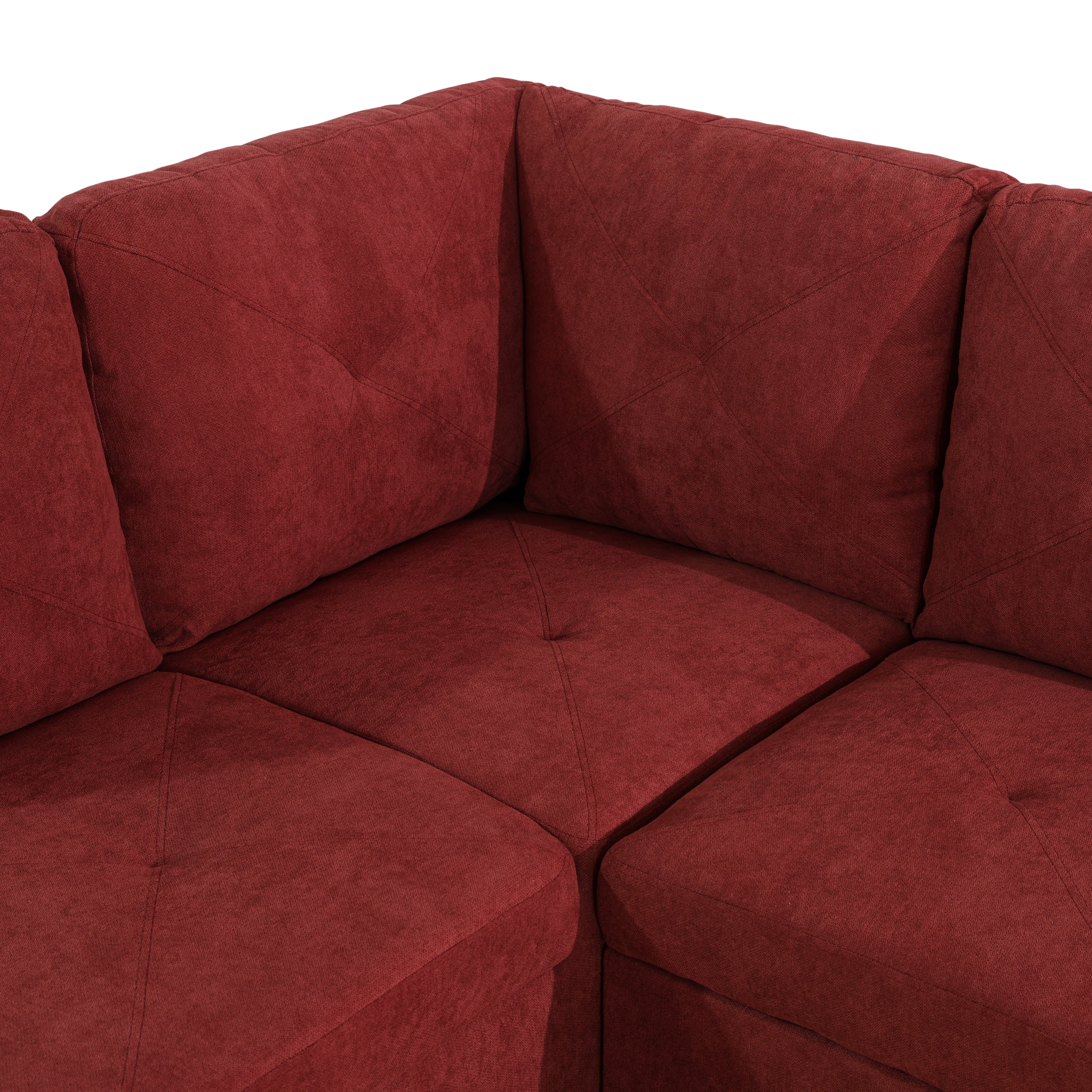 Conjunto de sofá seccional en forma de L de franela roja de Ainehome para sala de estar