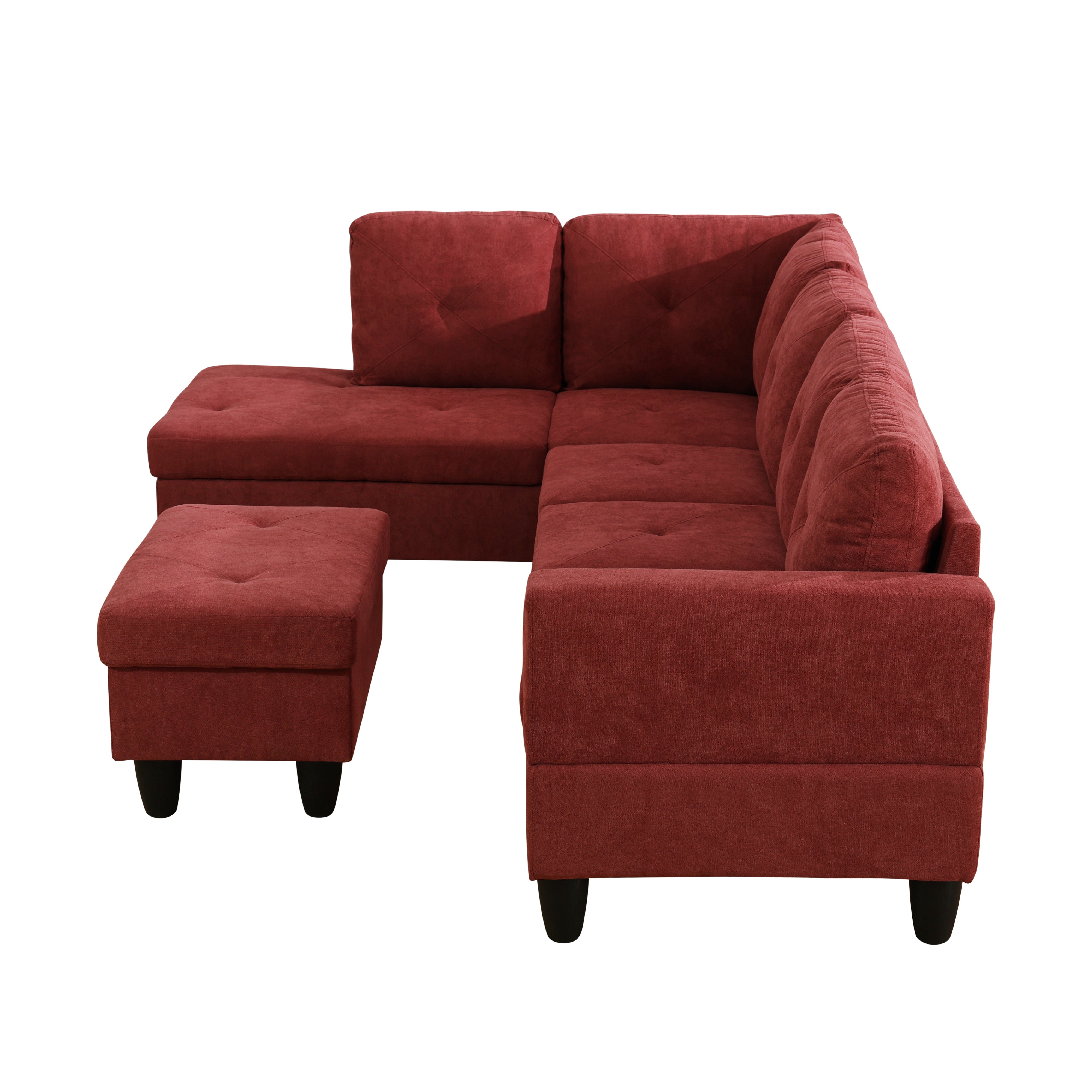 Conjunto de sofá seccional en forma de L de franela roja de Ainehome para sala de estar