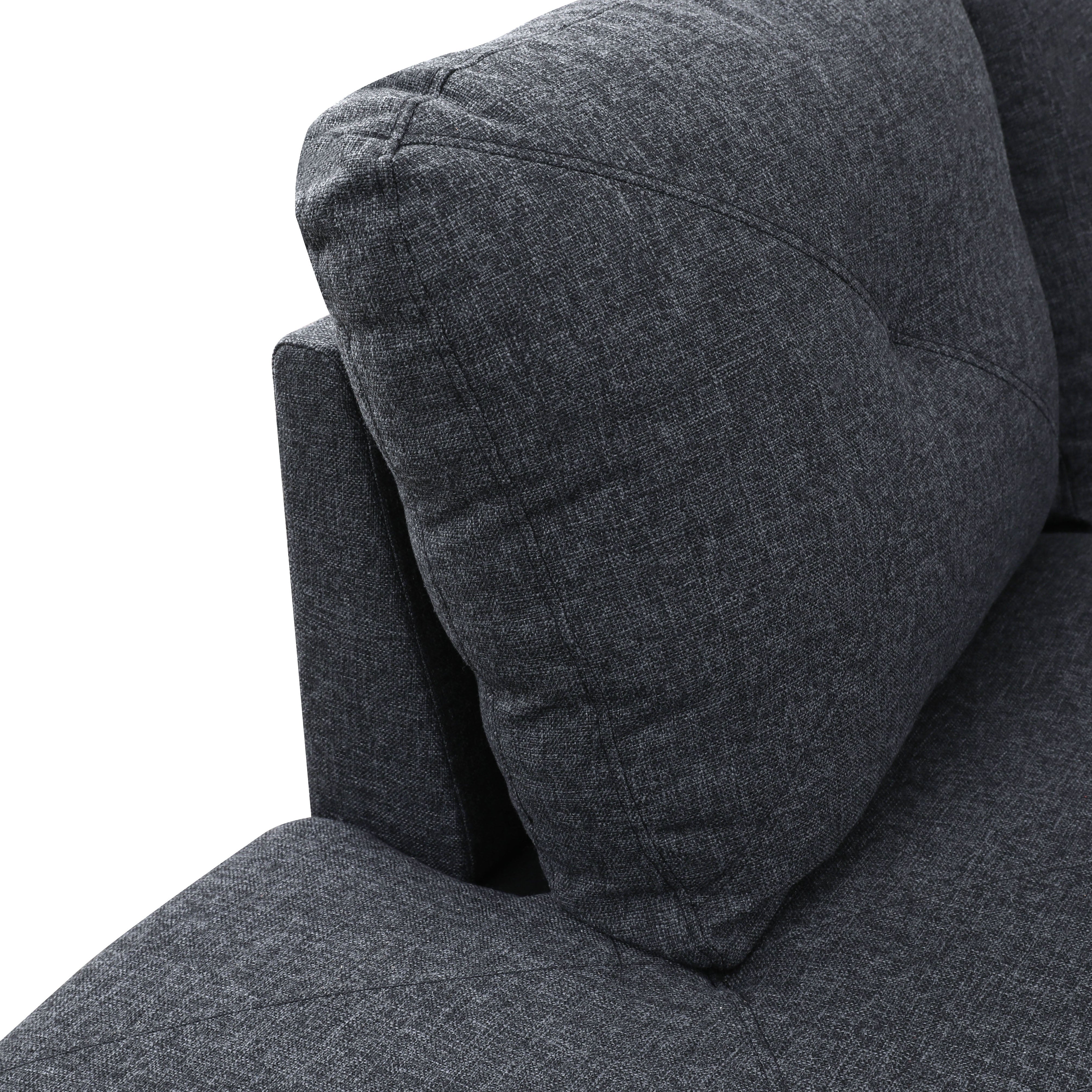 Ainehome Black Grey Linen L-Shaped Living Room Sectional Sofa Set