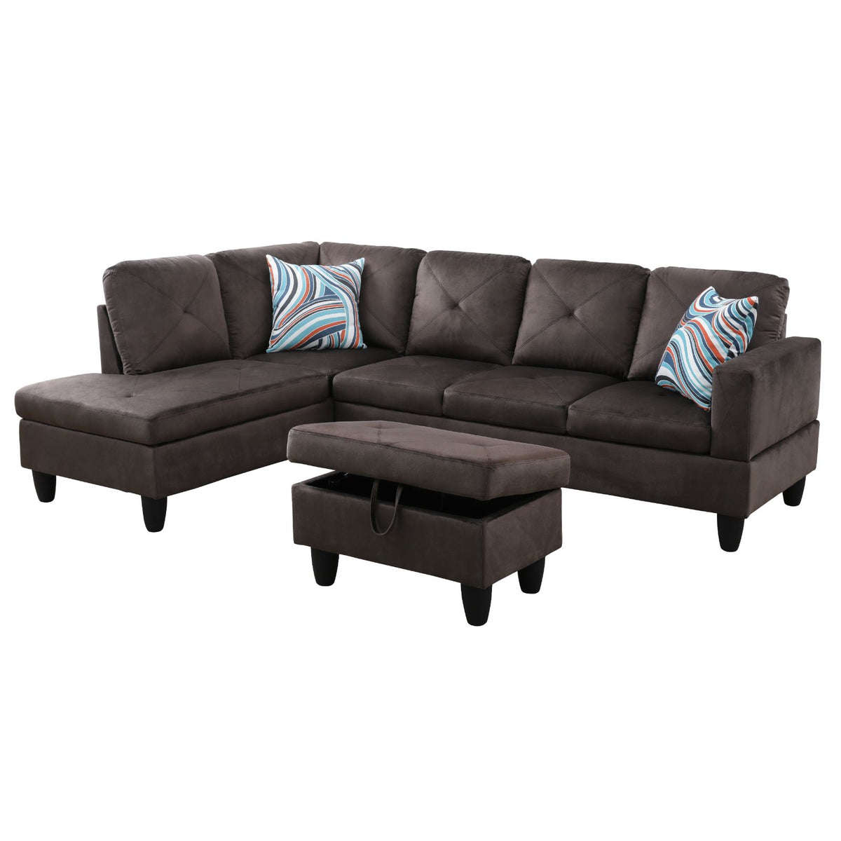 Espresso Microfiber L-Shaped Sectional Sofa - product image 3