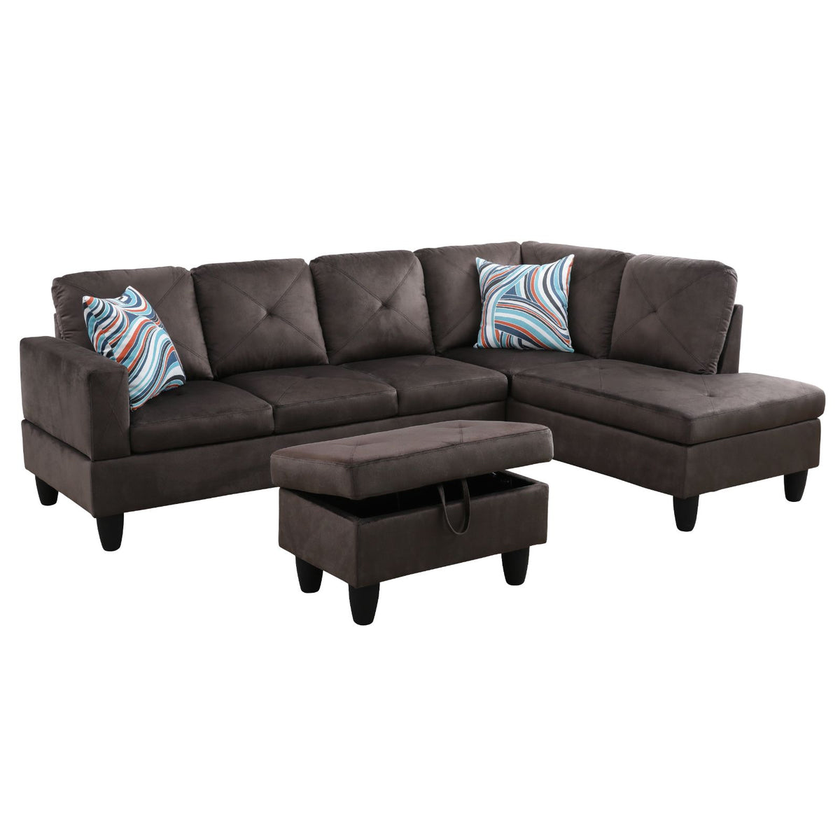 Espresso Microfiber L-Shaped Sectional Sofa - product image 11