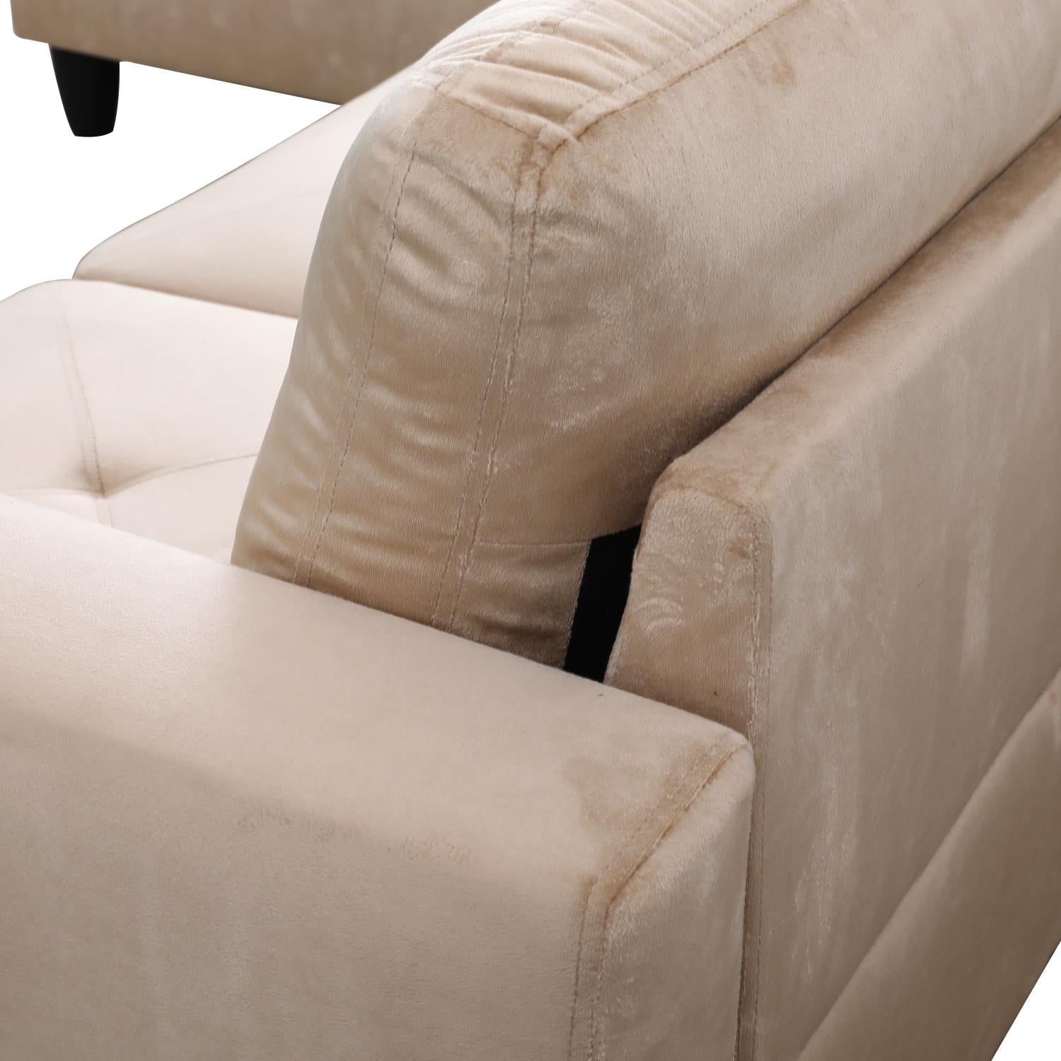 Conjunto de sofá seccional en forma de L de microfibra beige para sala de estar de Ainehome