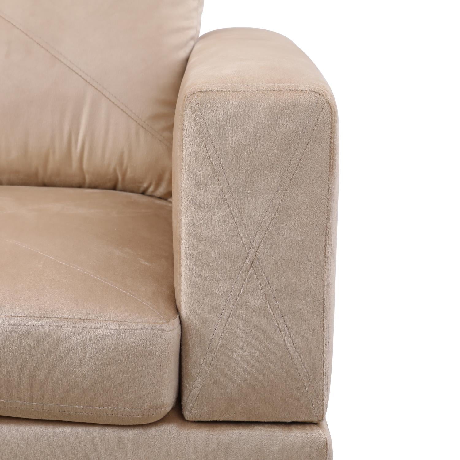 Conjunto de sofá seccional en forma de L de microfibra beige para sala de estar de Ainehome