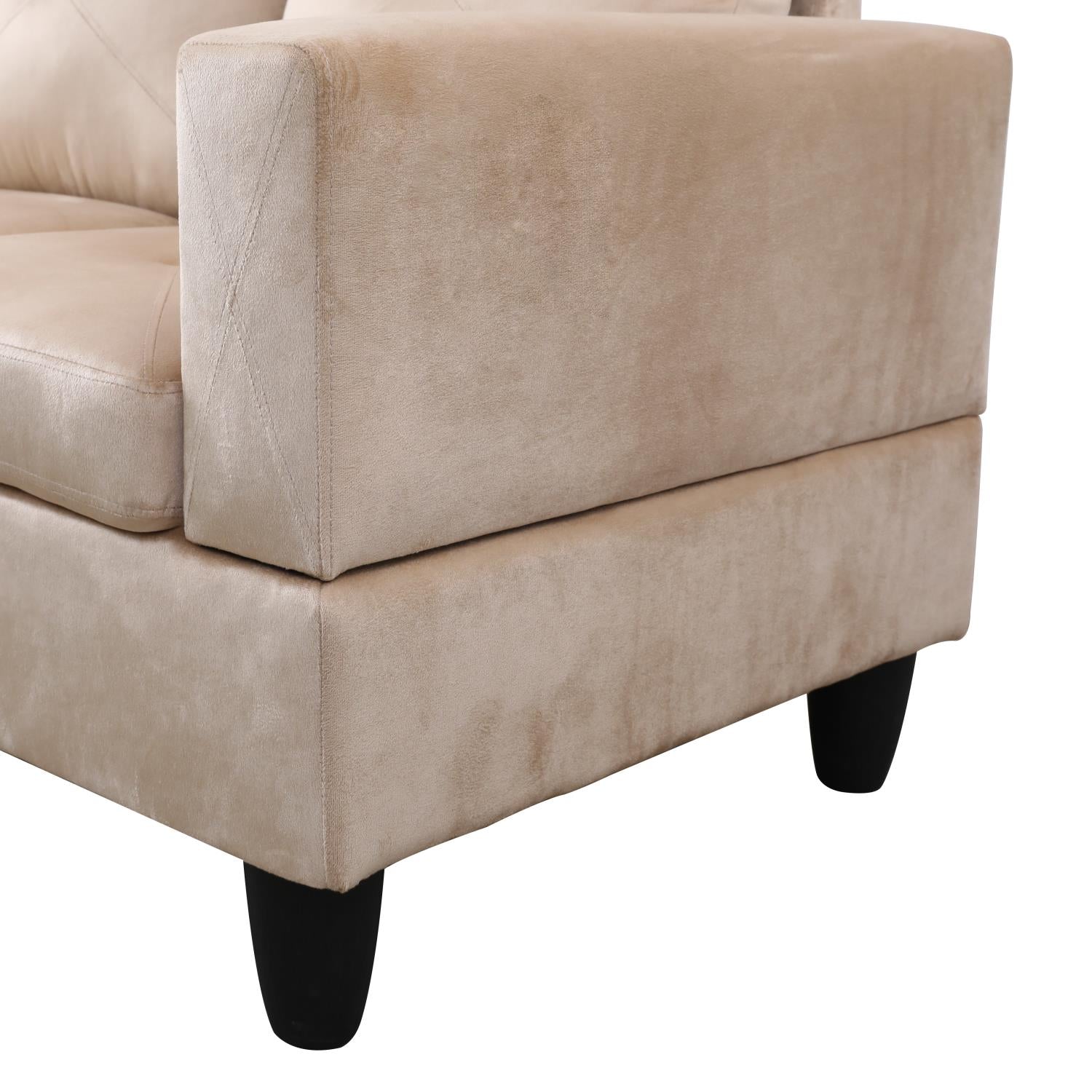 Conjunto de sofá seccional en forma de L de microfibra beige para sala de estar de Ainehome