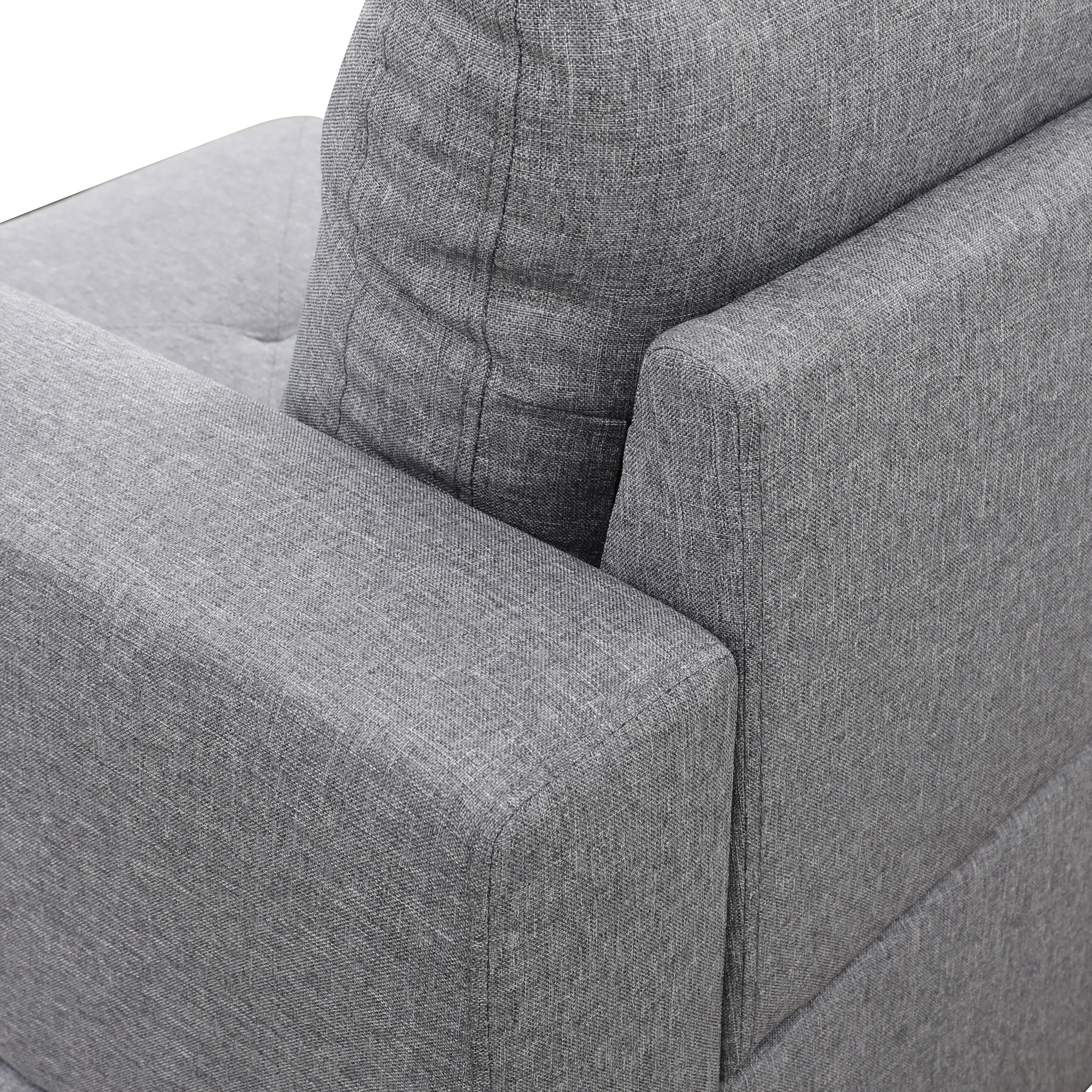 Ainehome Grey Linen L-Shaped Living Room Sectional Sofa Set