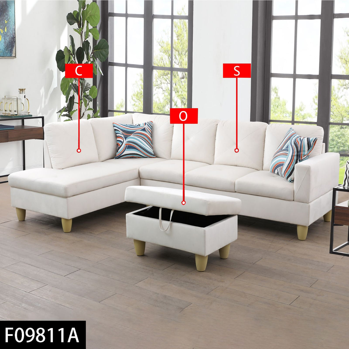 White Flannel Modular L-Shaped Sectional Sofa - product image 3