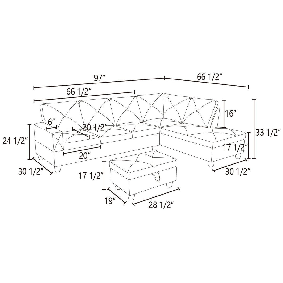 White Flannel Modular L-Shaped Sectional Sofa - product image 8