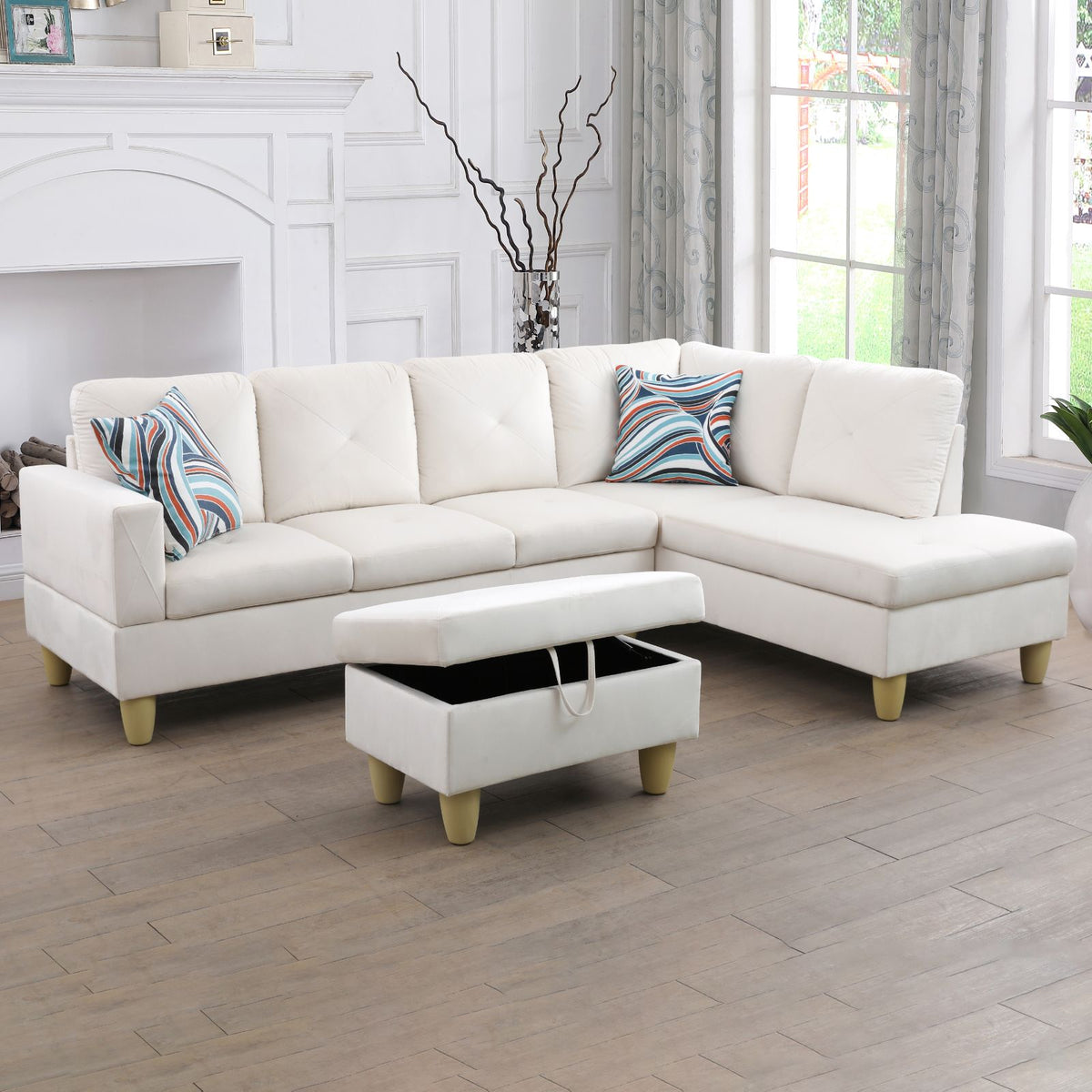 White Flannel Modular L-Shaped Sectional Sofa - product image 9