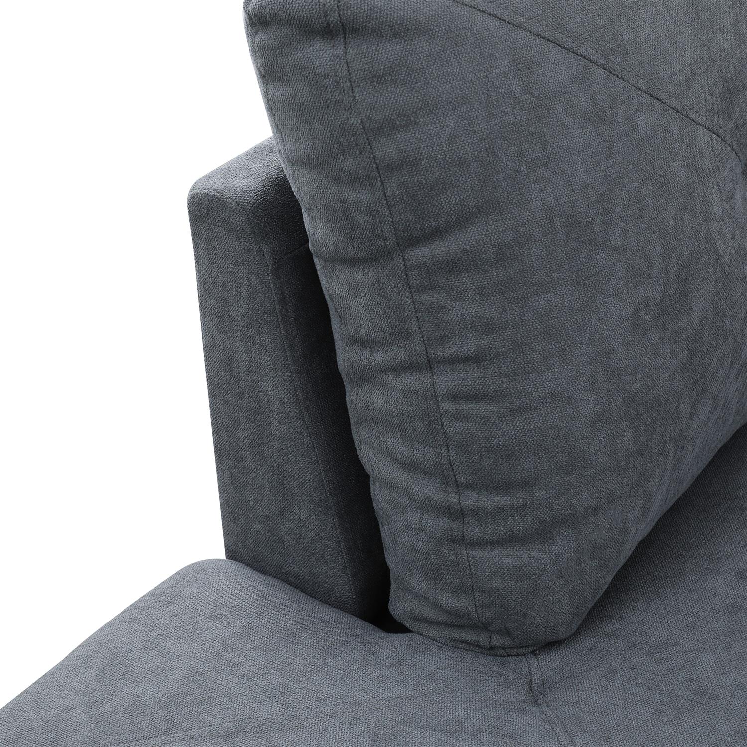 Ainehome Dark Grey Flannelette L-Shaped Living Room Sectional Sofa Set