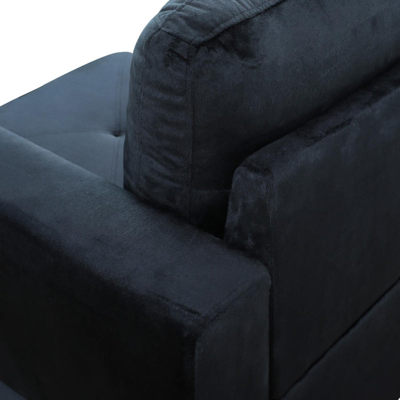 Ainehome BMidnight Blue Microfiber L-Shaped Living Room Sectional Sofa Set