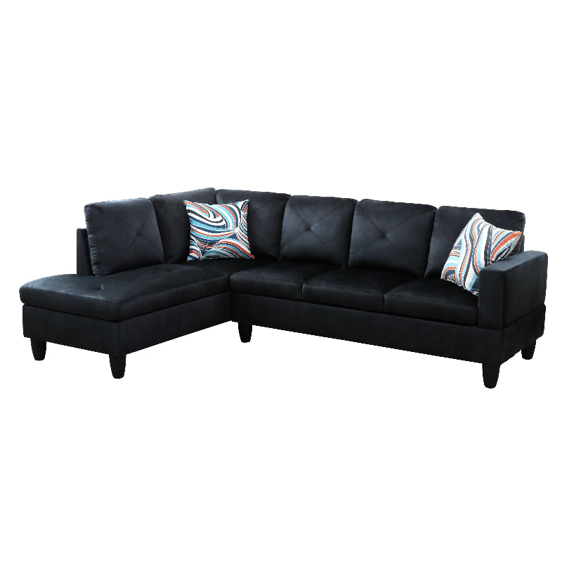 Ainehome BMidnight Blue Microfiber L-Shaped Living Room Sectional Sofa Set