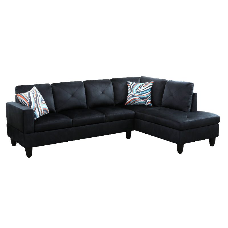 Ainehome BMidnight Blue Microfiber L-Shaped Living Room Sectional Sofa Set