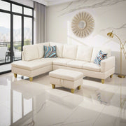White Faux Leather Modular L-Shaped Sectional Sofa