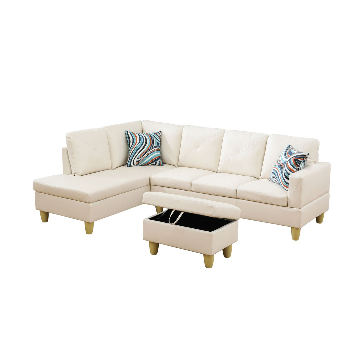 White Faux Leather Modular L-Shaped Sectional Sofa - product image 4