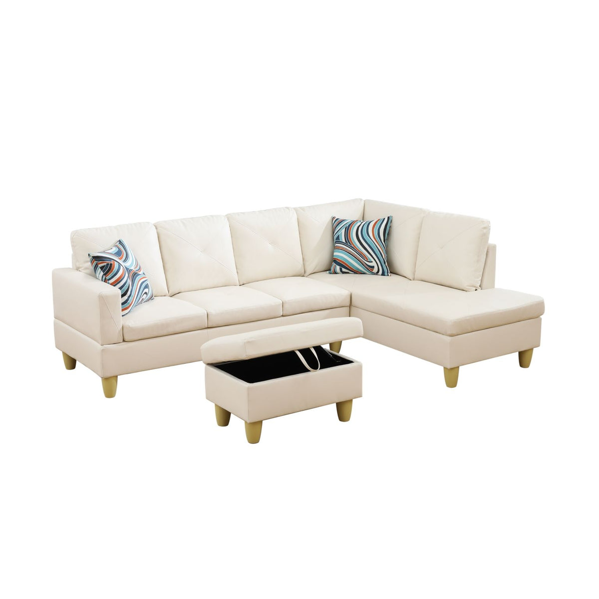 White Faux Leather Modular L-Shaped Sectional Sofa - product image 7