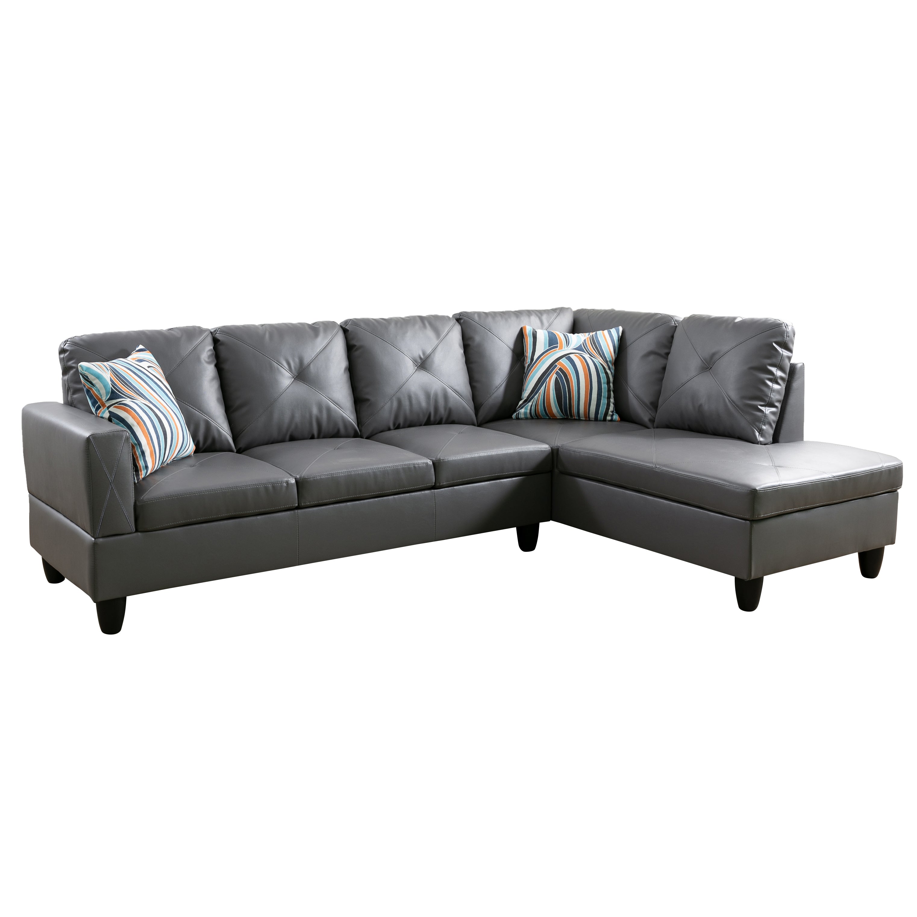 Ainehome L-förmiges Sofa-Set aus Kunstleder in Dunkelgrau
