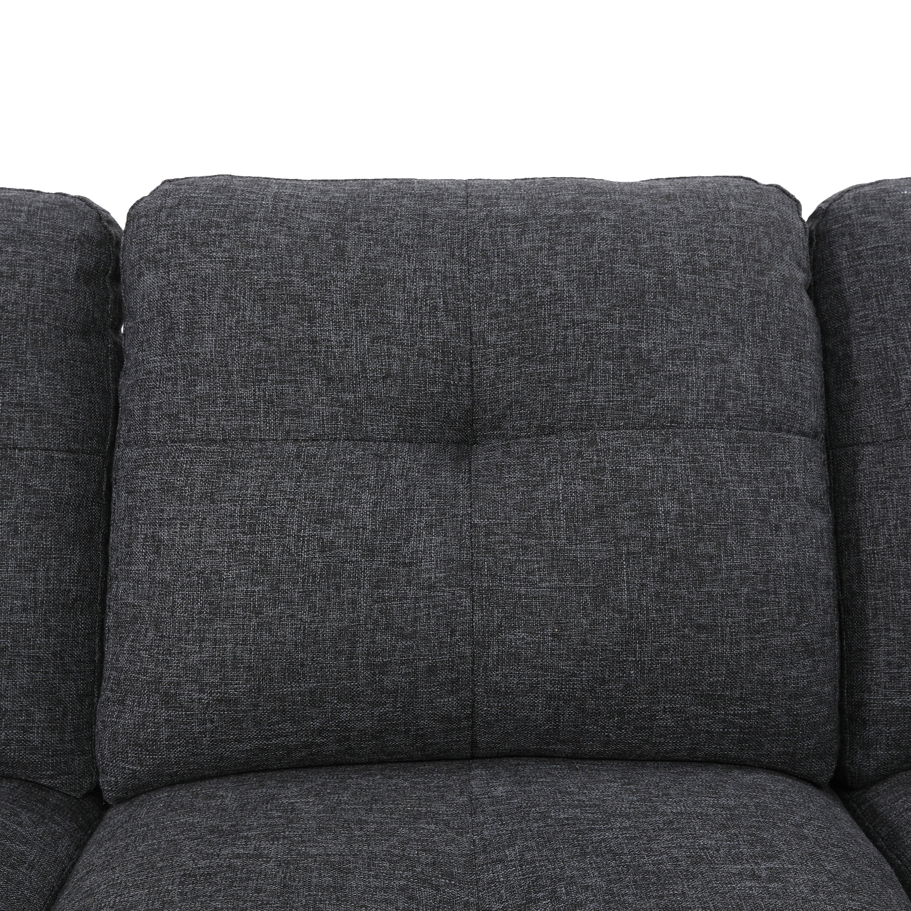Ainehome Black Grey Linen L-Shaped Living Room Sectional Sofa Set