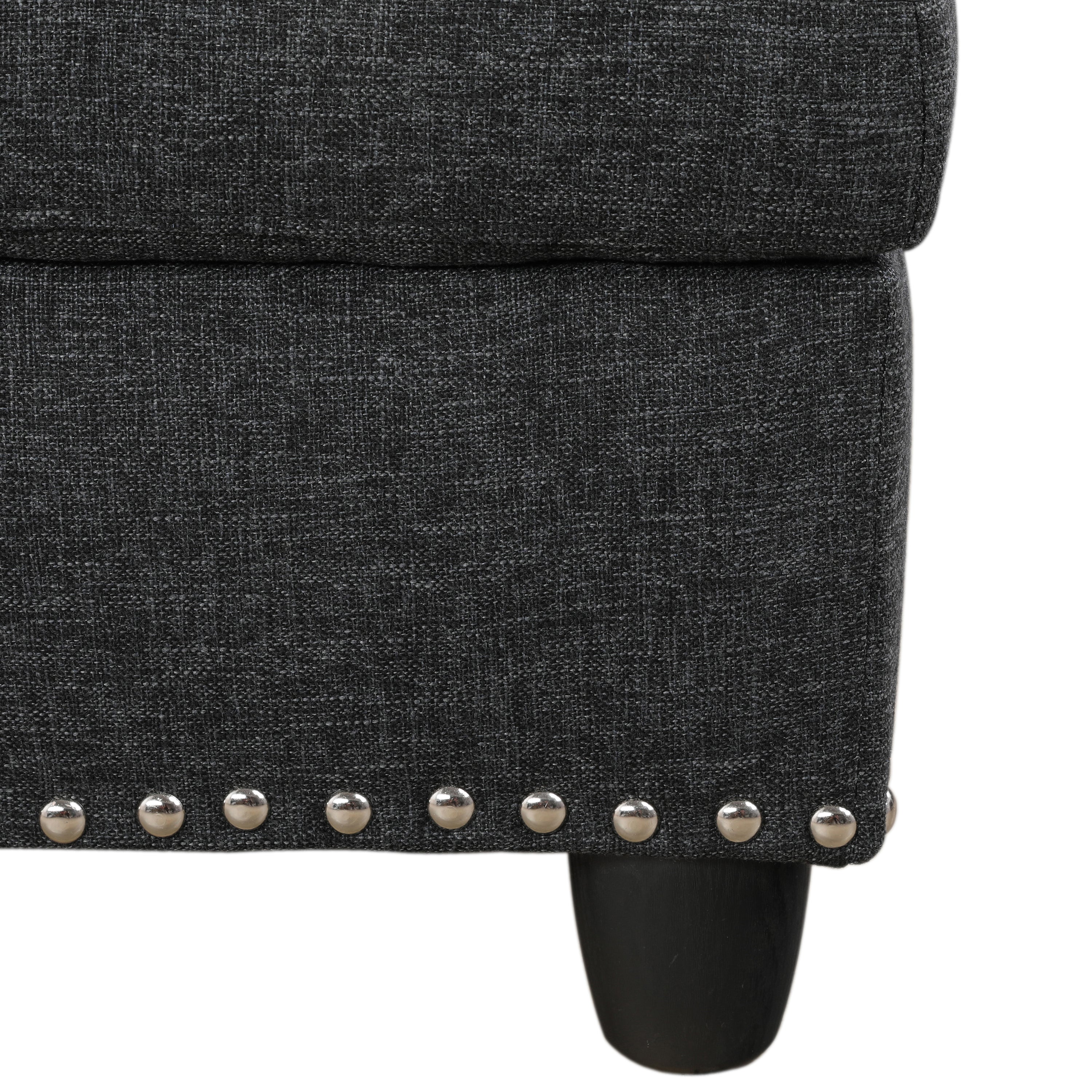 Ainehome Black Grey Linen L-Shaped Living Room Sectional Sofa Set
