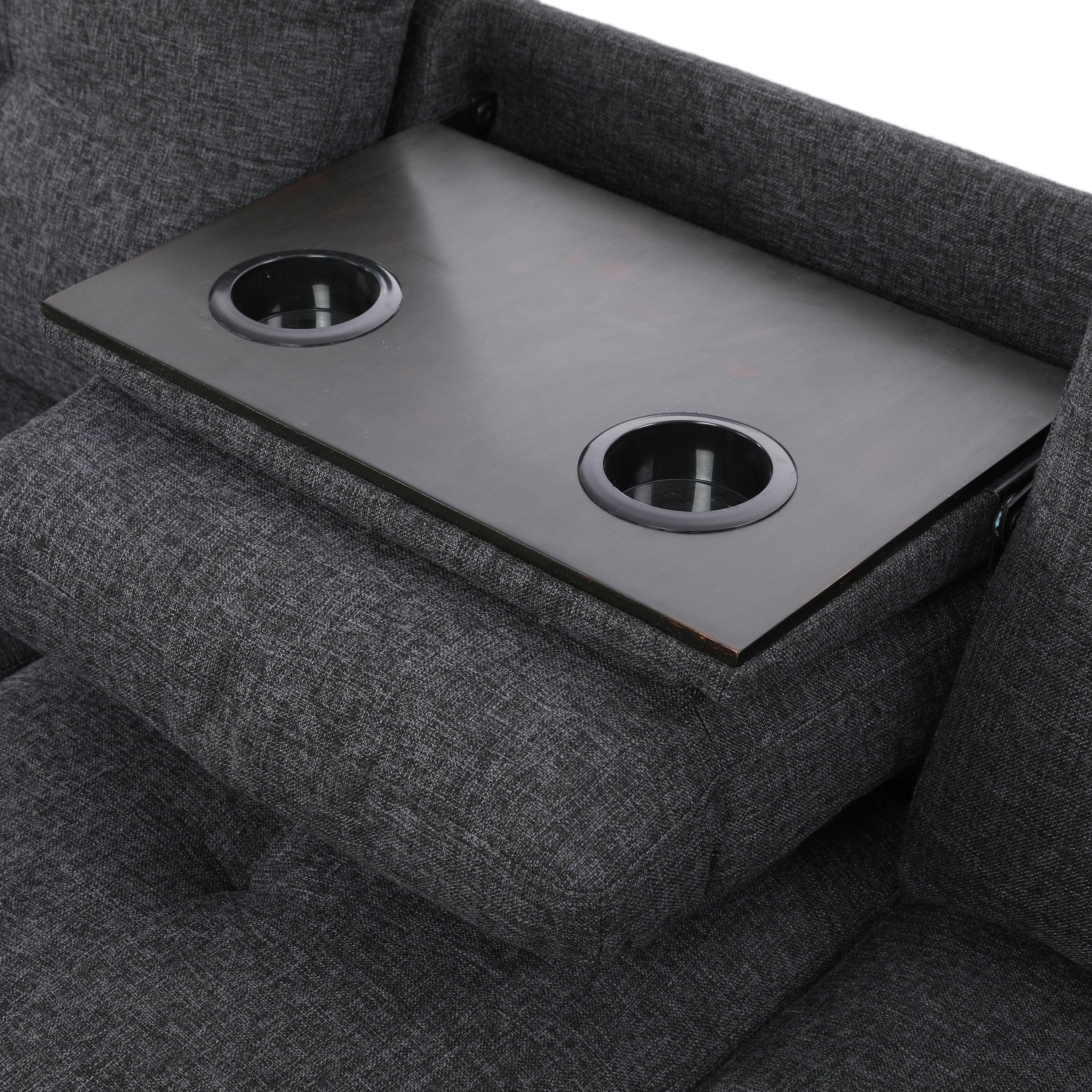 Ainehome Black Grey Linen L-Shaped Living Room Sectional Sofa Set