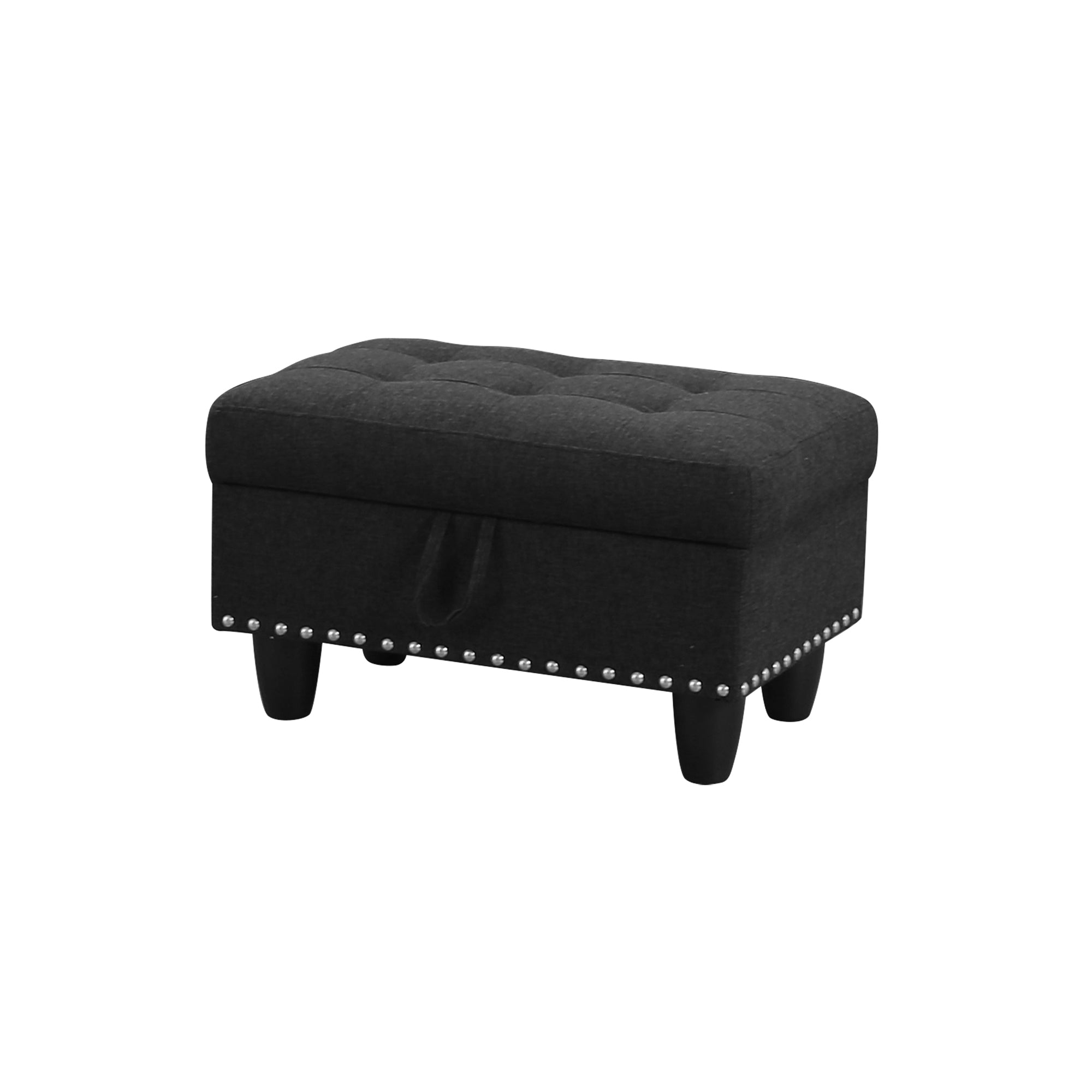 Ainehome Black Grey Linen Storage Ottoman