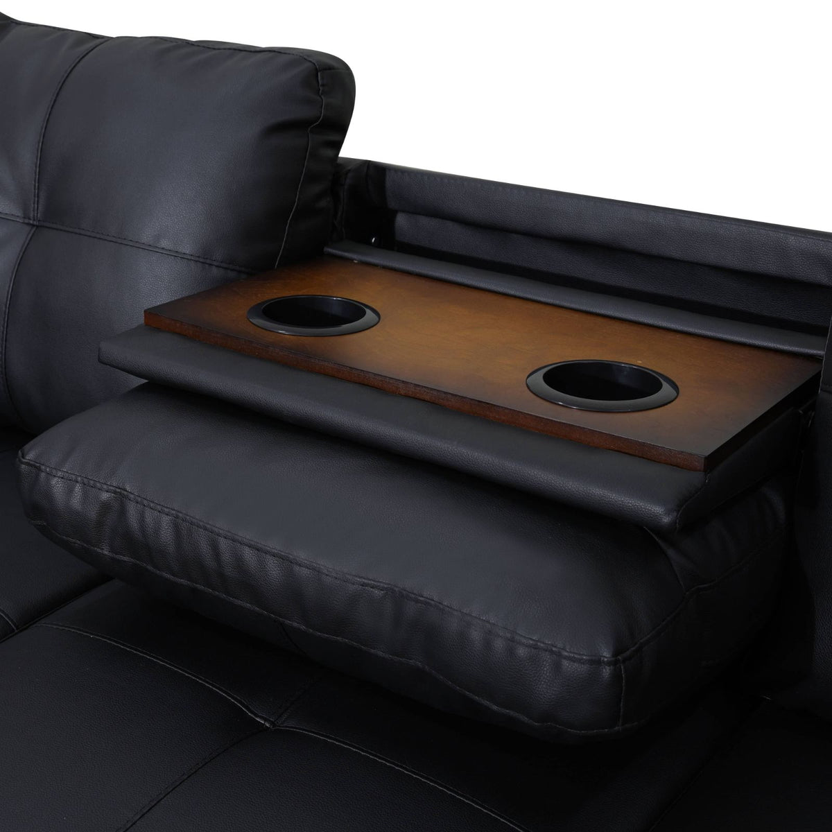 Black Synthetic Leather Modular L-Shaped Sectional Sofa - product image 5