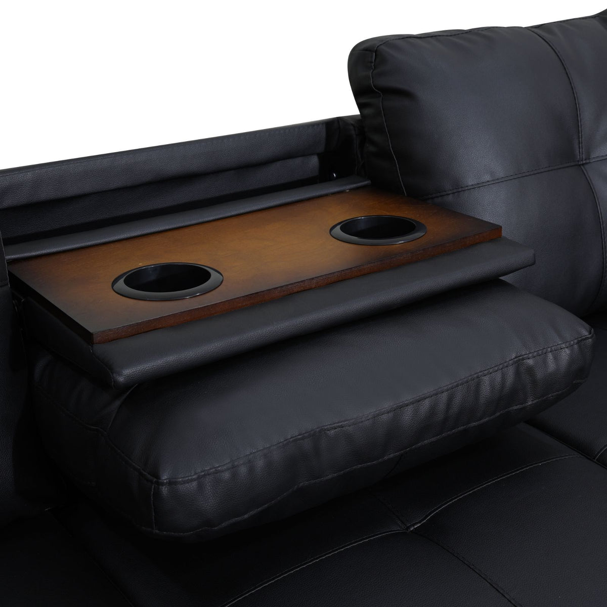 Black Synthetic Leather Modular L-Shaped Sectional Sofa - product image 7
