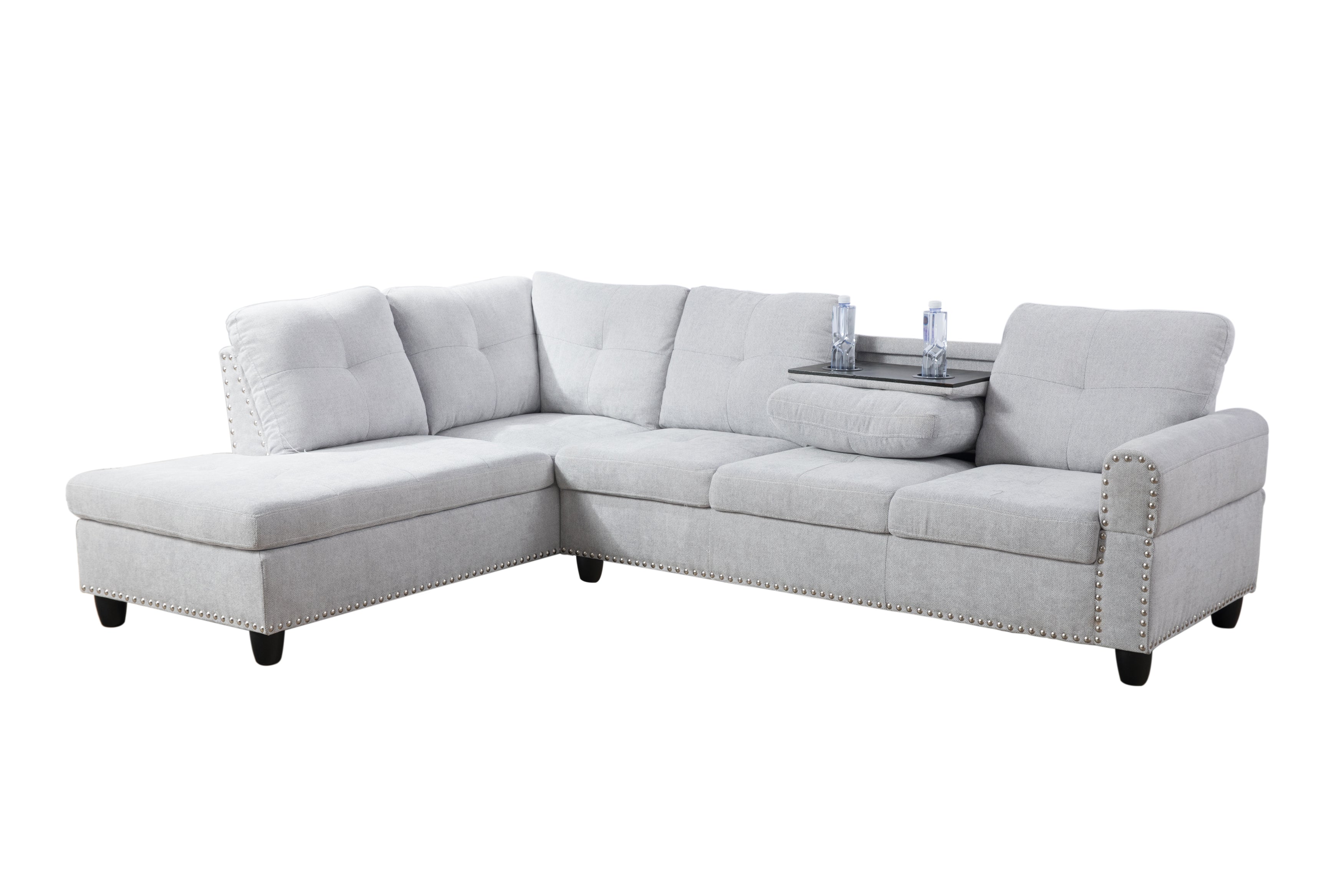 Conjunto de sofá de 3 piezas de franela gris y blanca de Ainehome para sala de estar