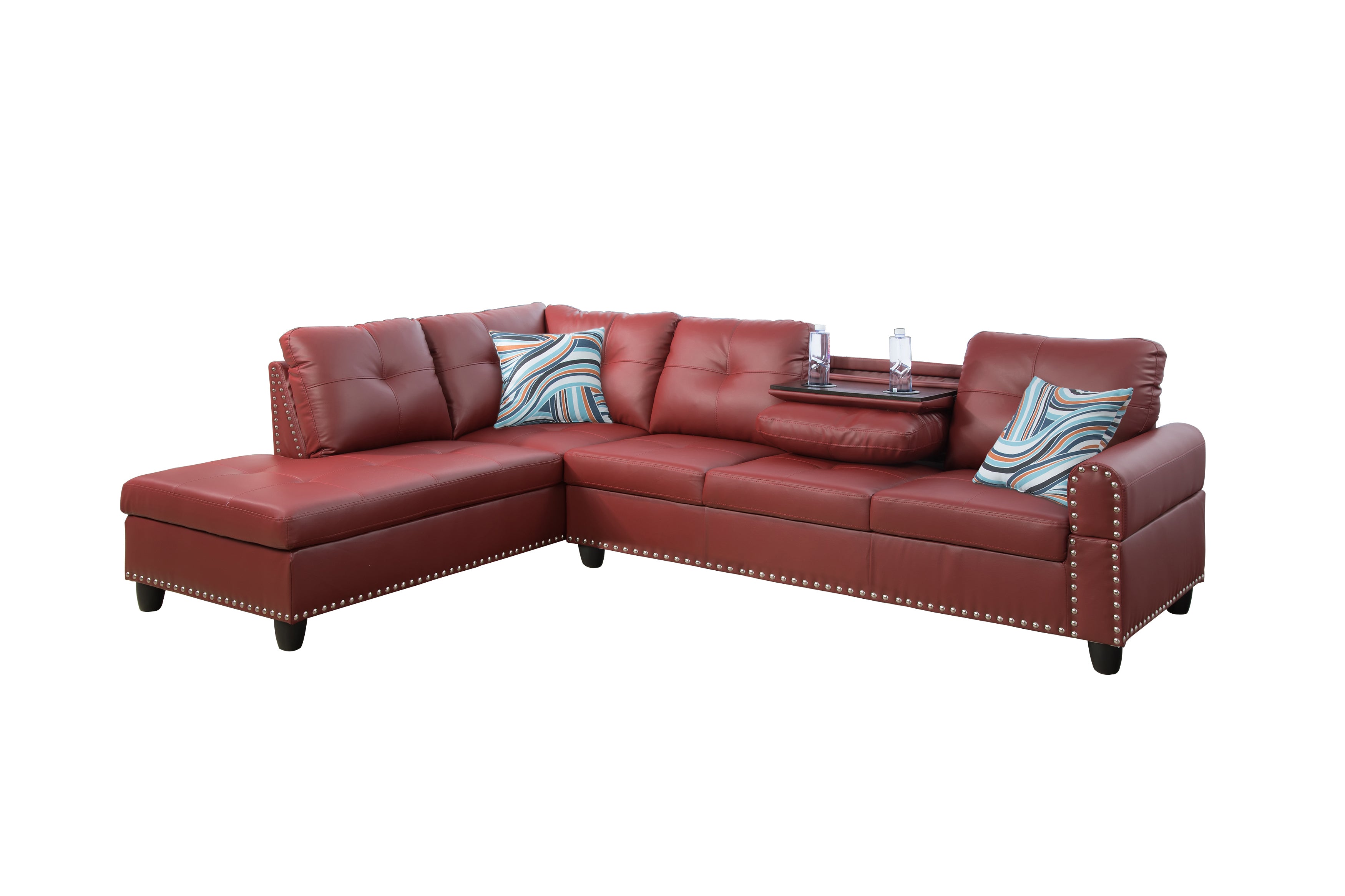 Ainehome L-förmiges Sofaset für das Wohnzimmer aus rotem Kunstleder