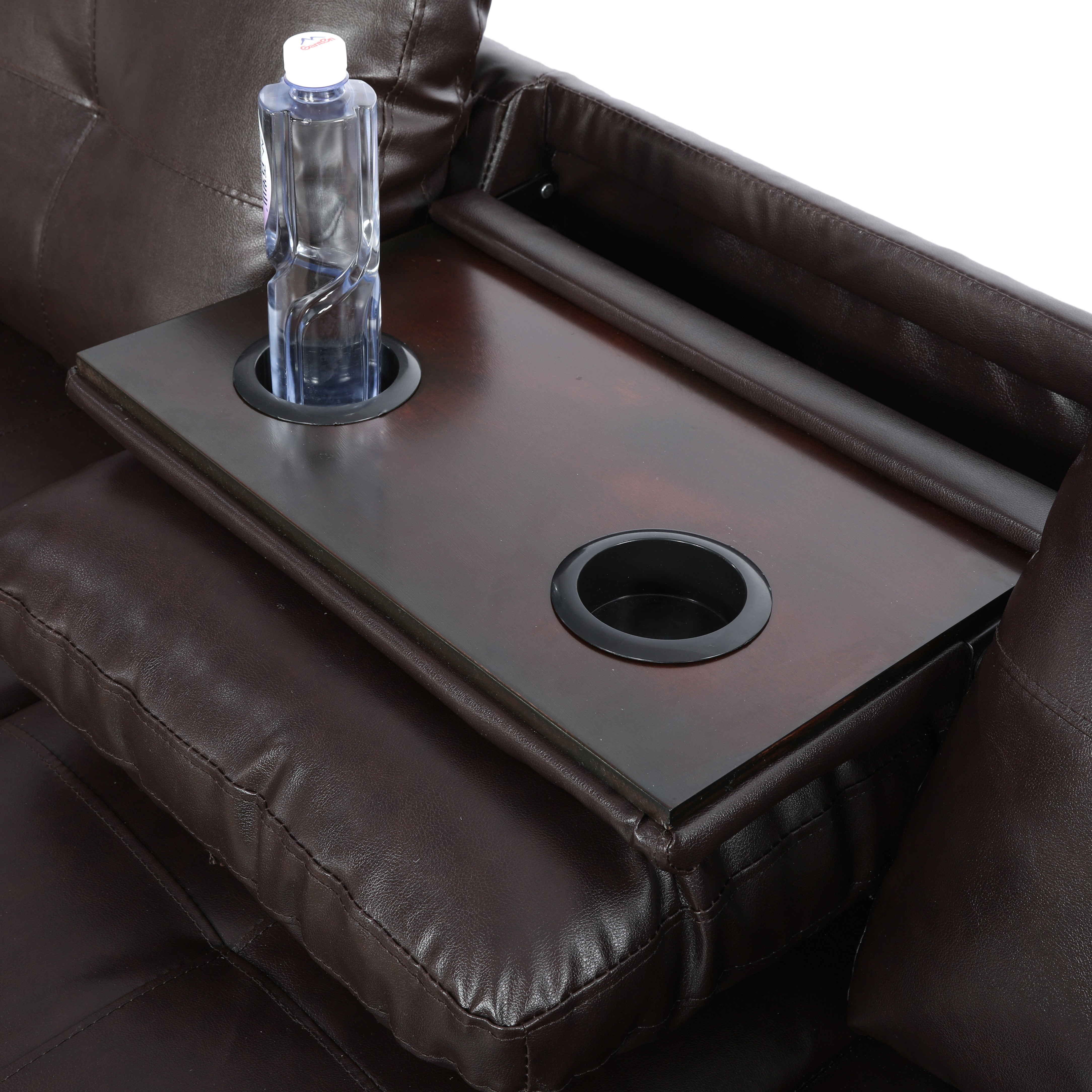 Conjunto de sofá seccional en forma de L de cuero sintético marrón de Ainehome para sala de estar
