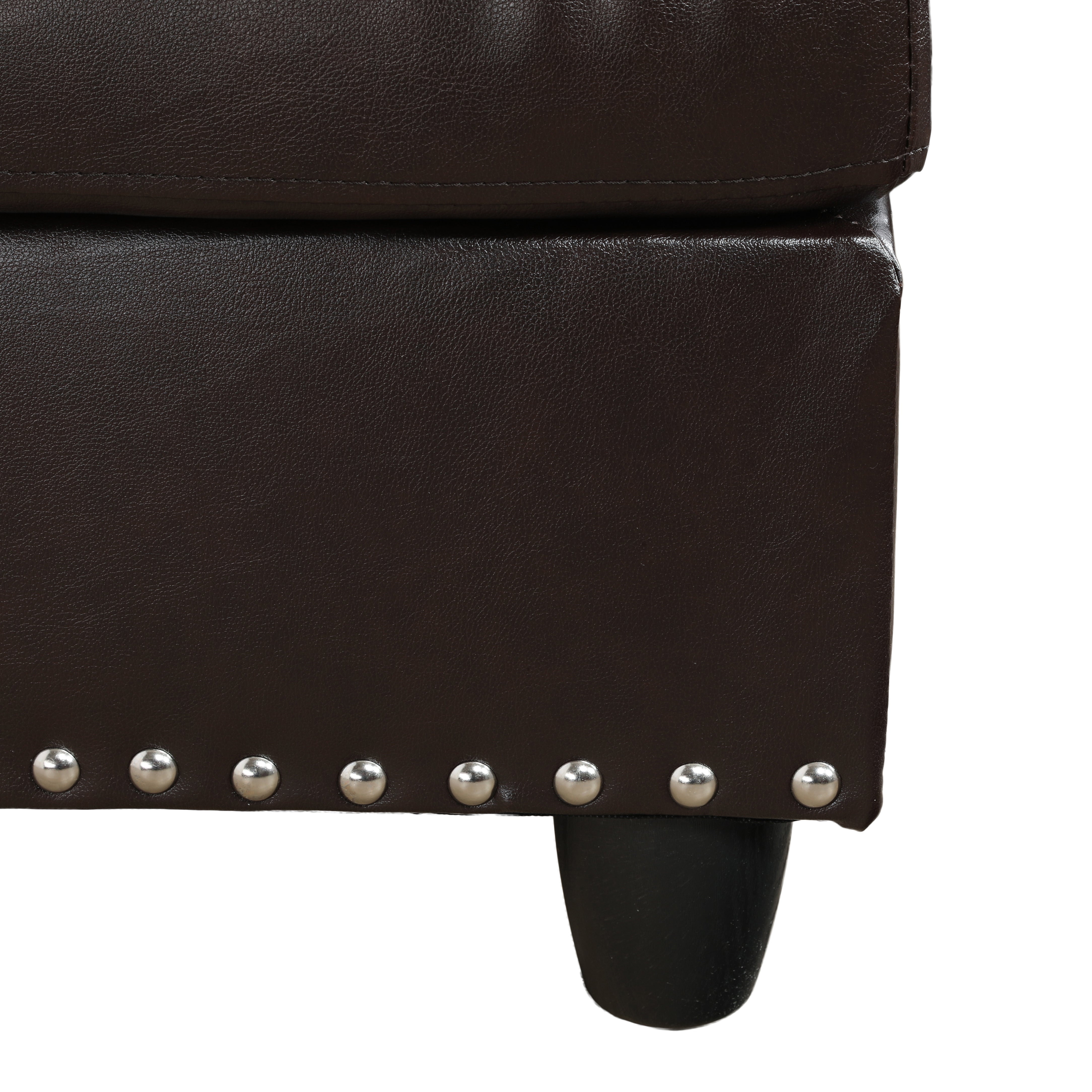 Conjunto de sofá seccional en forma de L de cuero sintético marrón de Ainehome para sala de estar