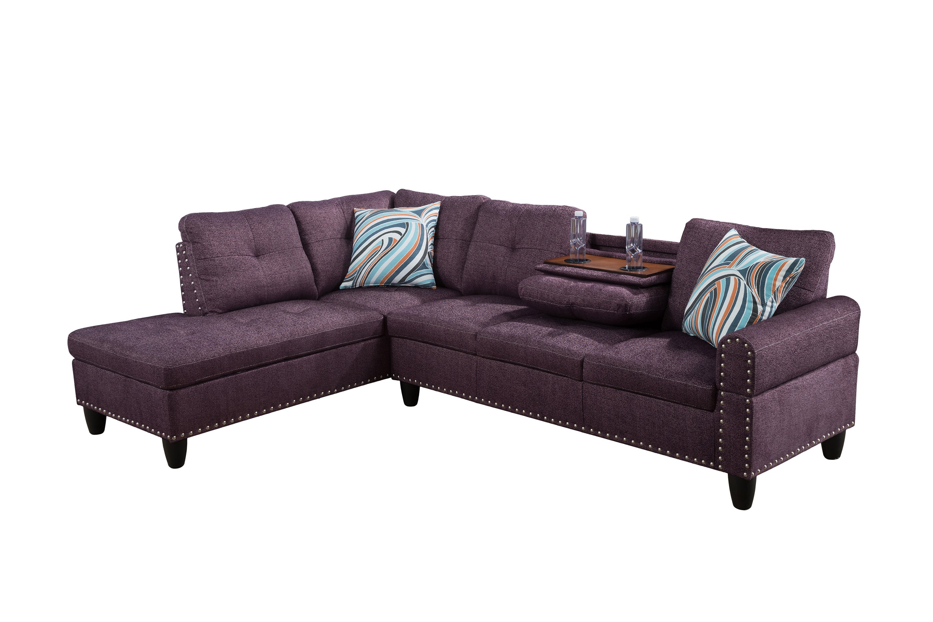Conjunto de sofá seccional en forma de L para sala de estar de lino Amaranth de Ainehome
