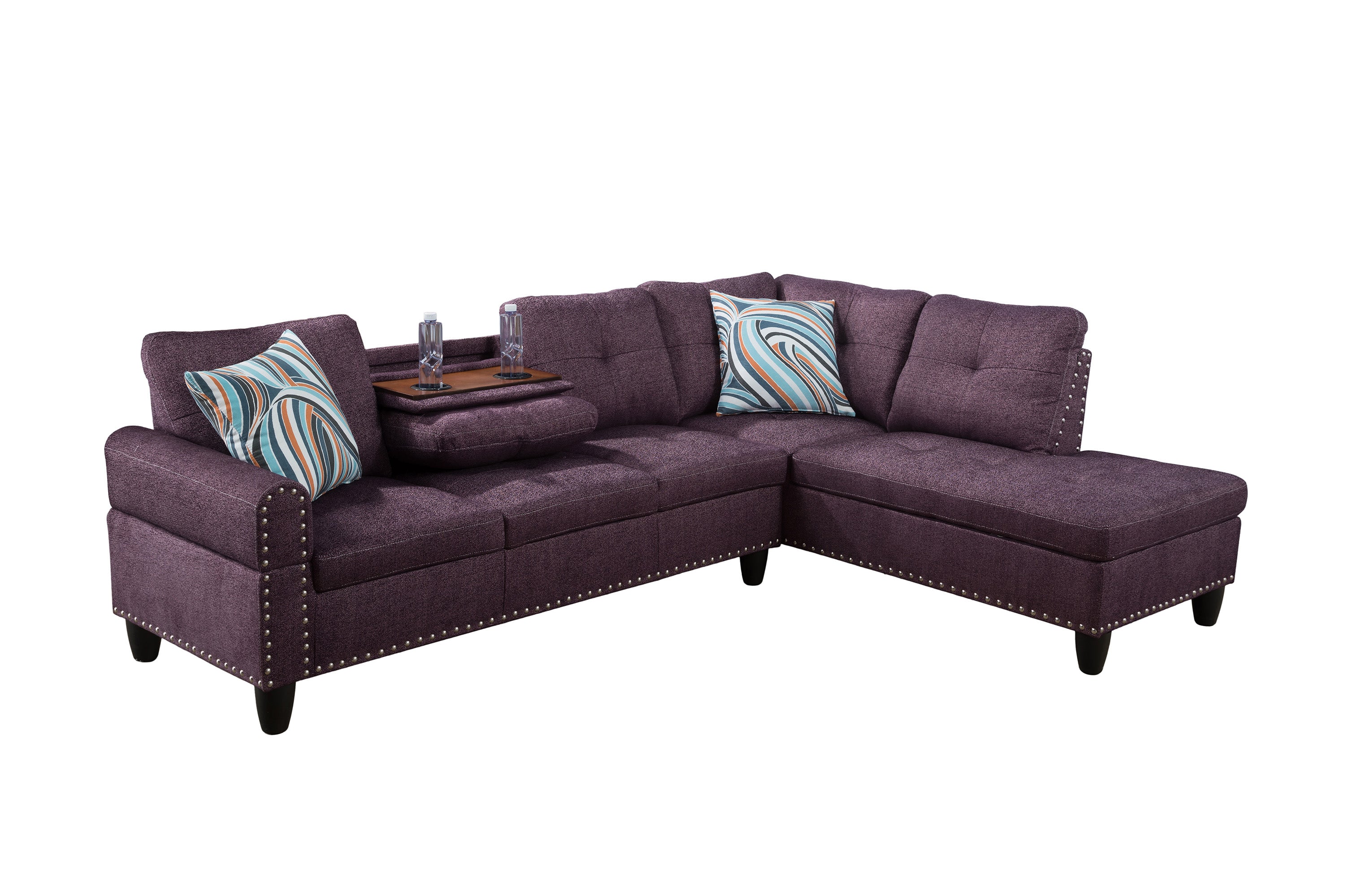 Conjunto de sofá seccional en forma de L para sala de estar de lino Amaranth de Ainehome