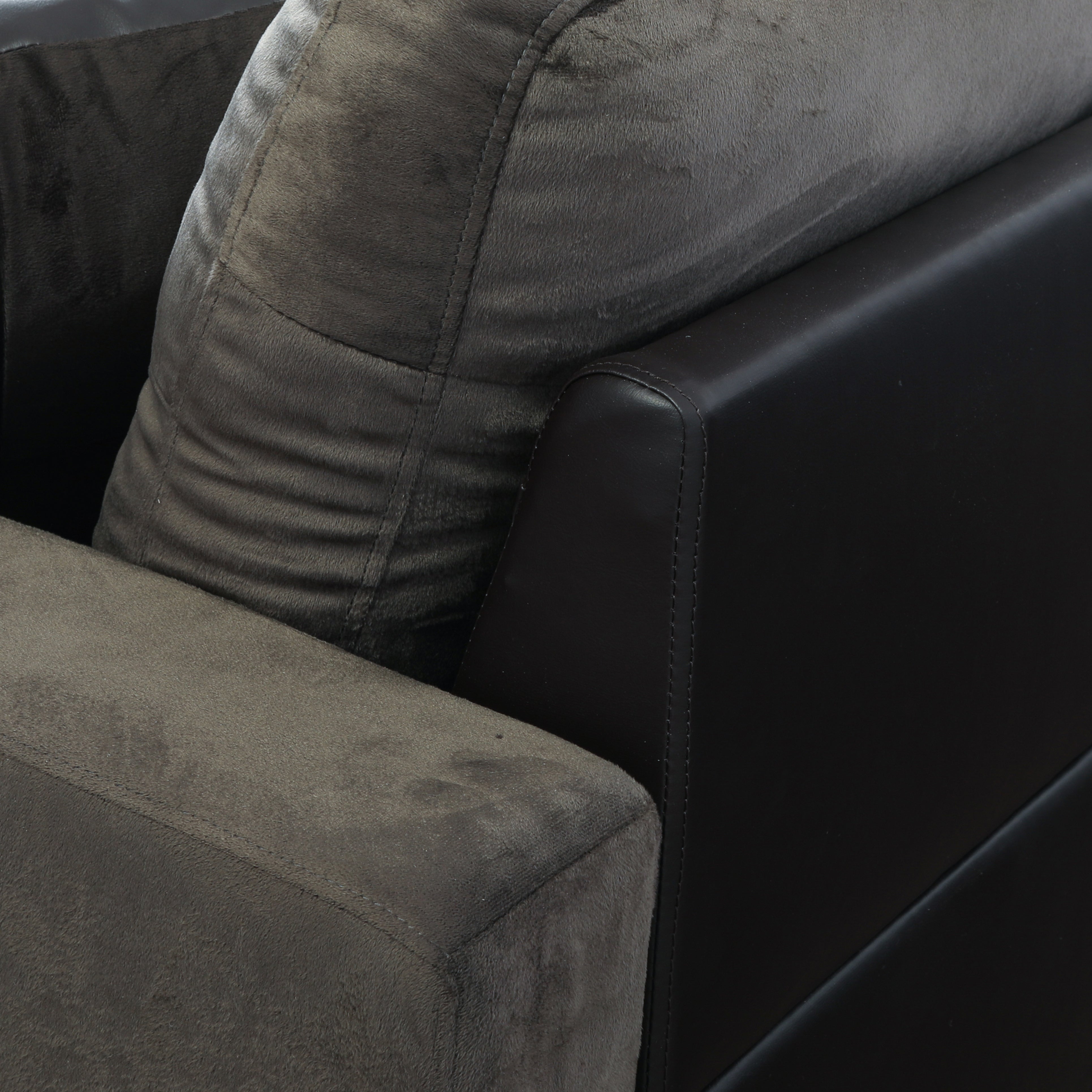 Conjunto de sofá seccional en forma de L de franela en color topo de Ainehome