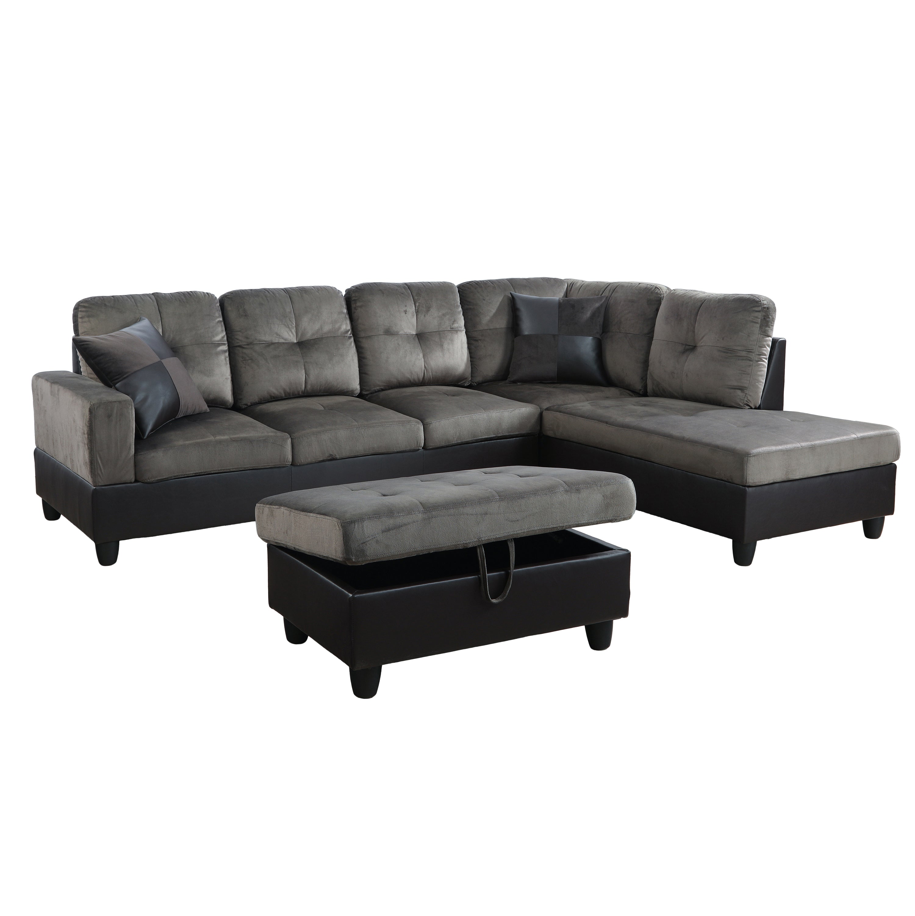 Conjunto de sofá seccional en forma de L de franela en color topo de Ainehome