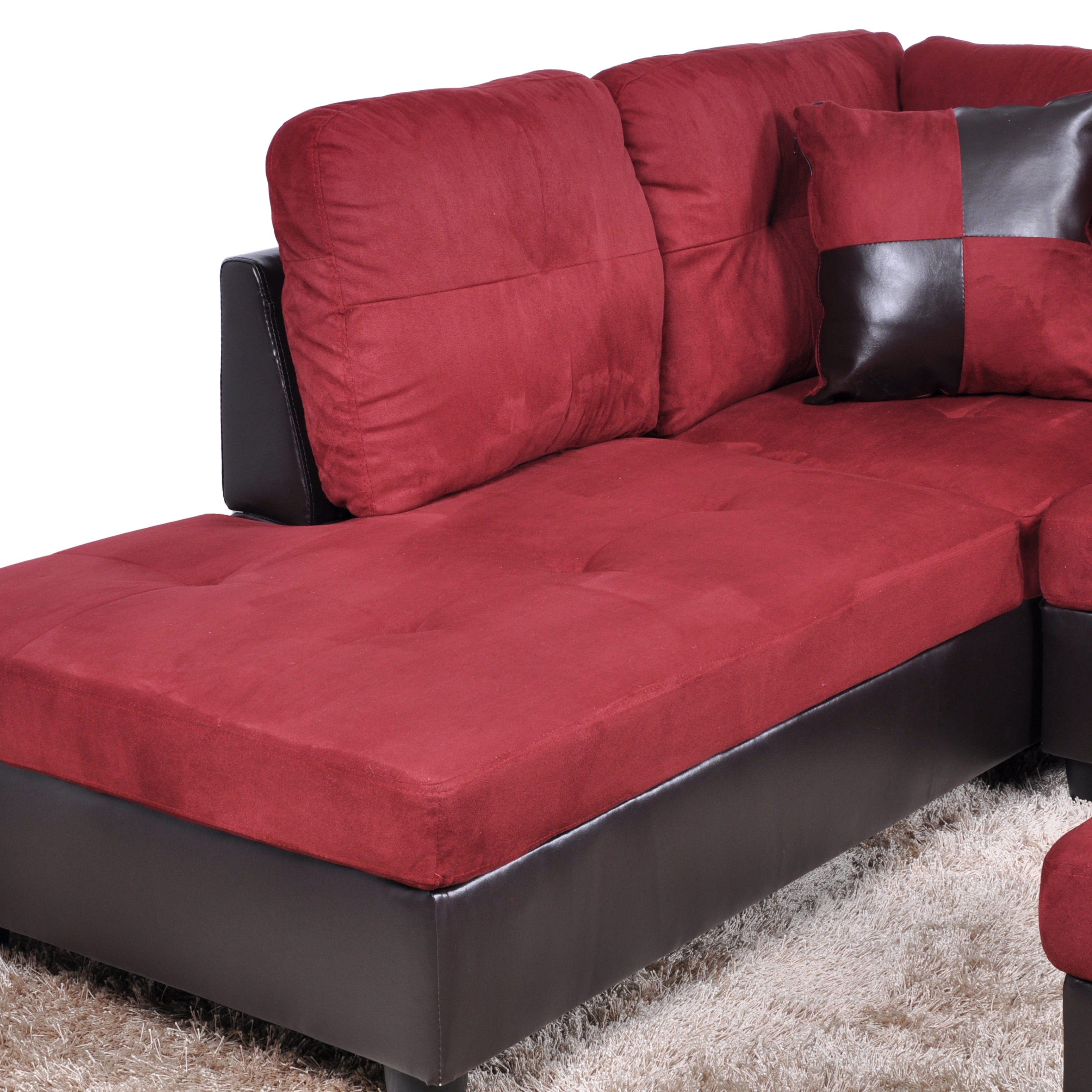 Conjunto de sofá seccional en forma de L de franela roja de Ainehome para sala de estar