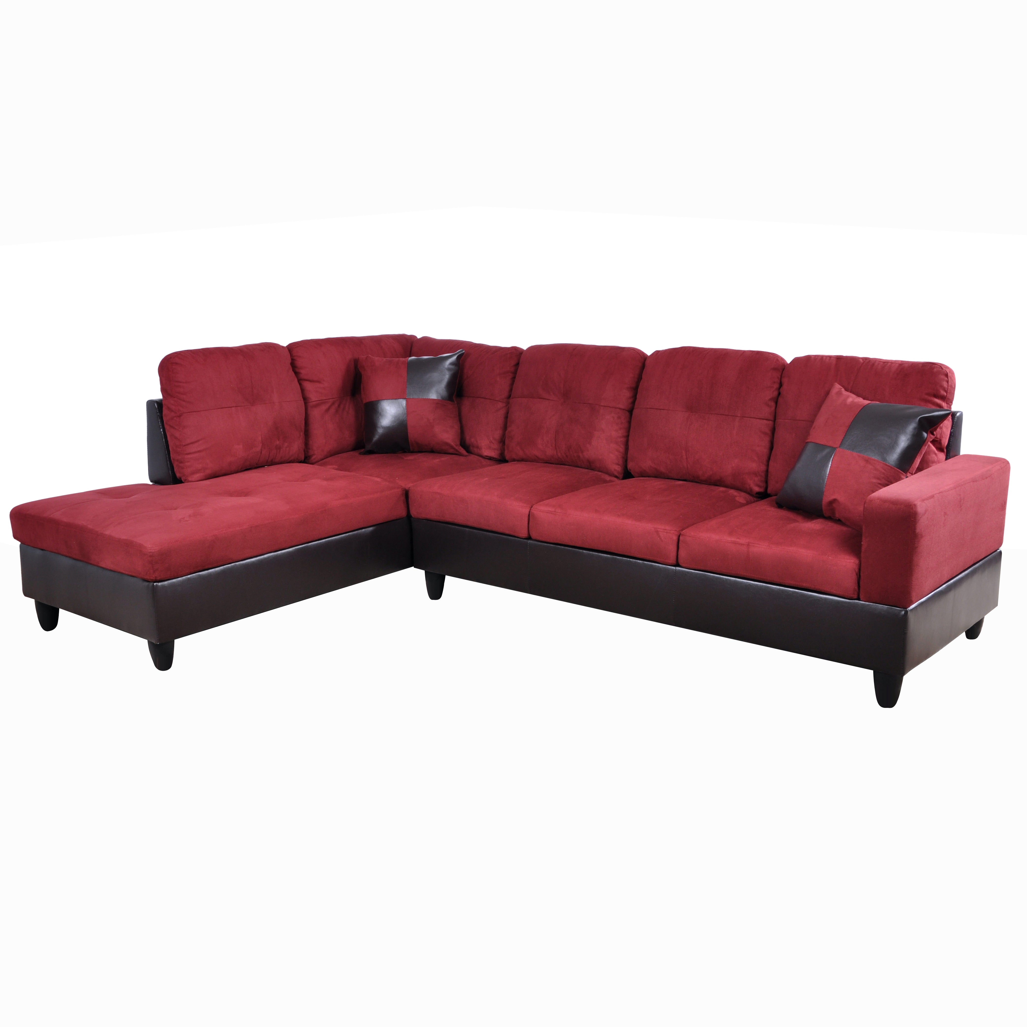 Conjunto de sofá seccional en forma de L de franela roja de Ainehome para sala de estar