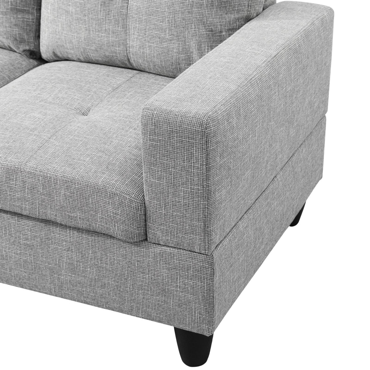 Gray Linen L-Shaped Sectional Sofa - product image 2