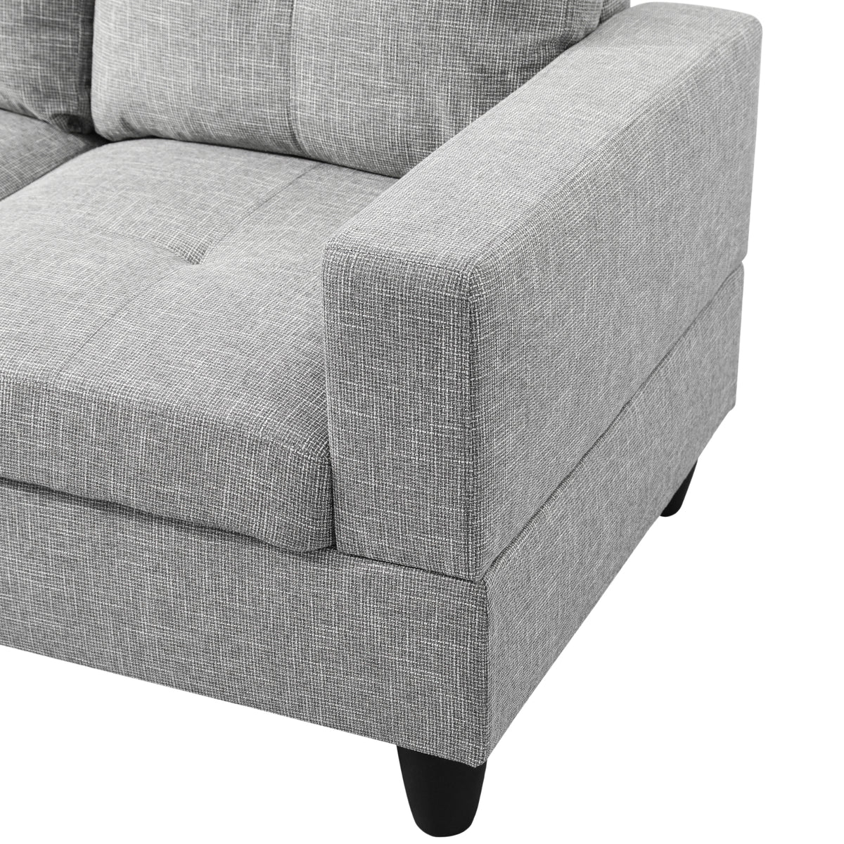 Gray Linen L-Shaped Sectional Sofa - product image 9