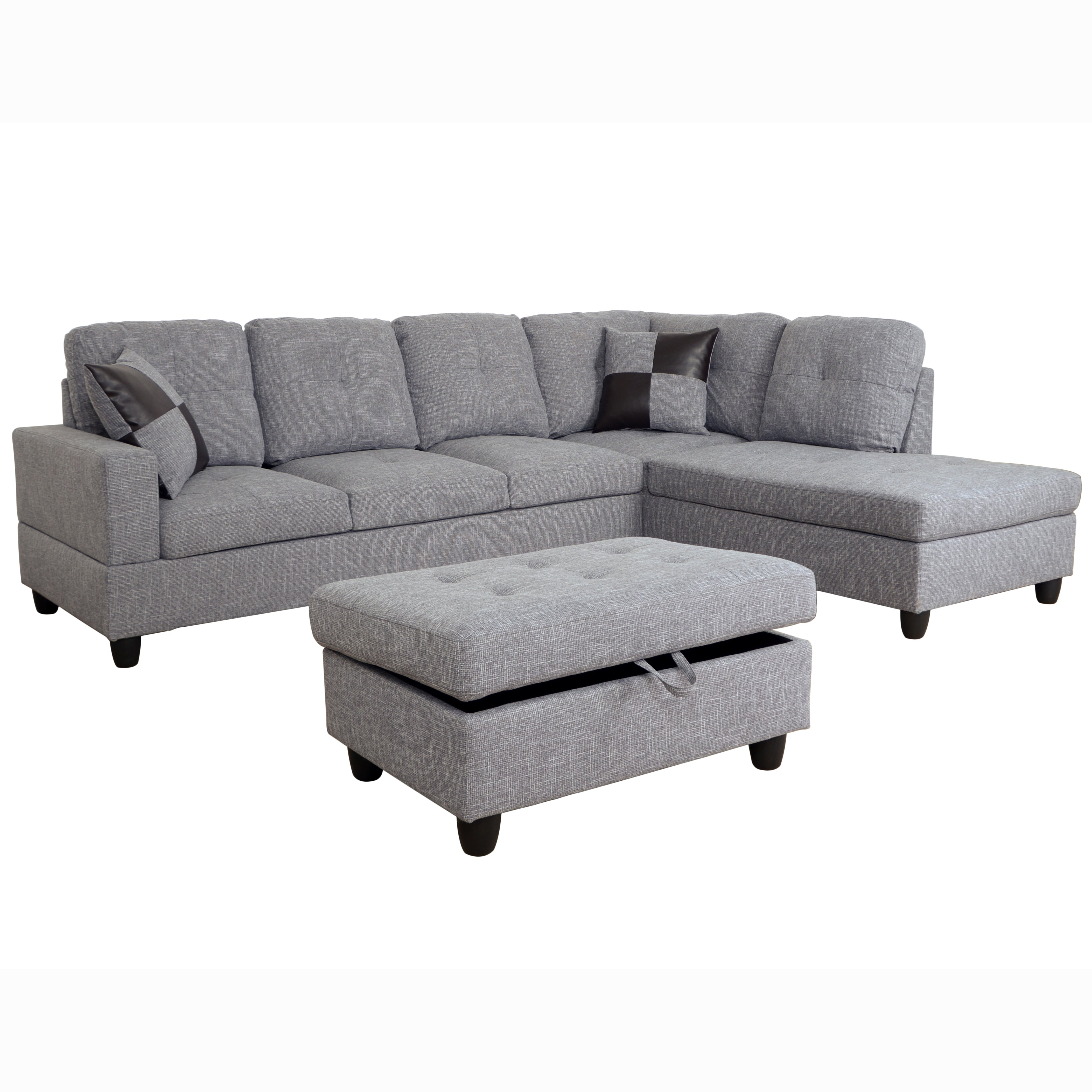 Ainehome 3-teiliges Sofa-Set aus grauem Leinen für das Wohnzimmer