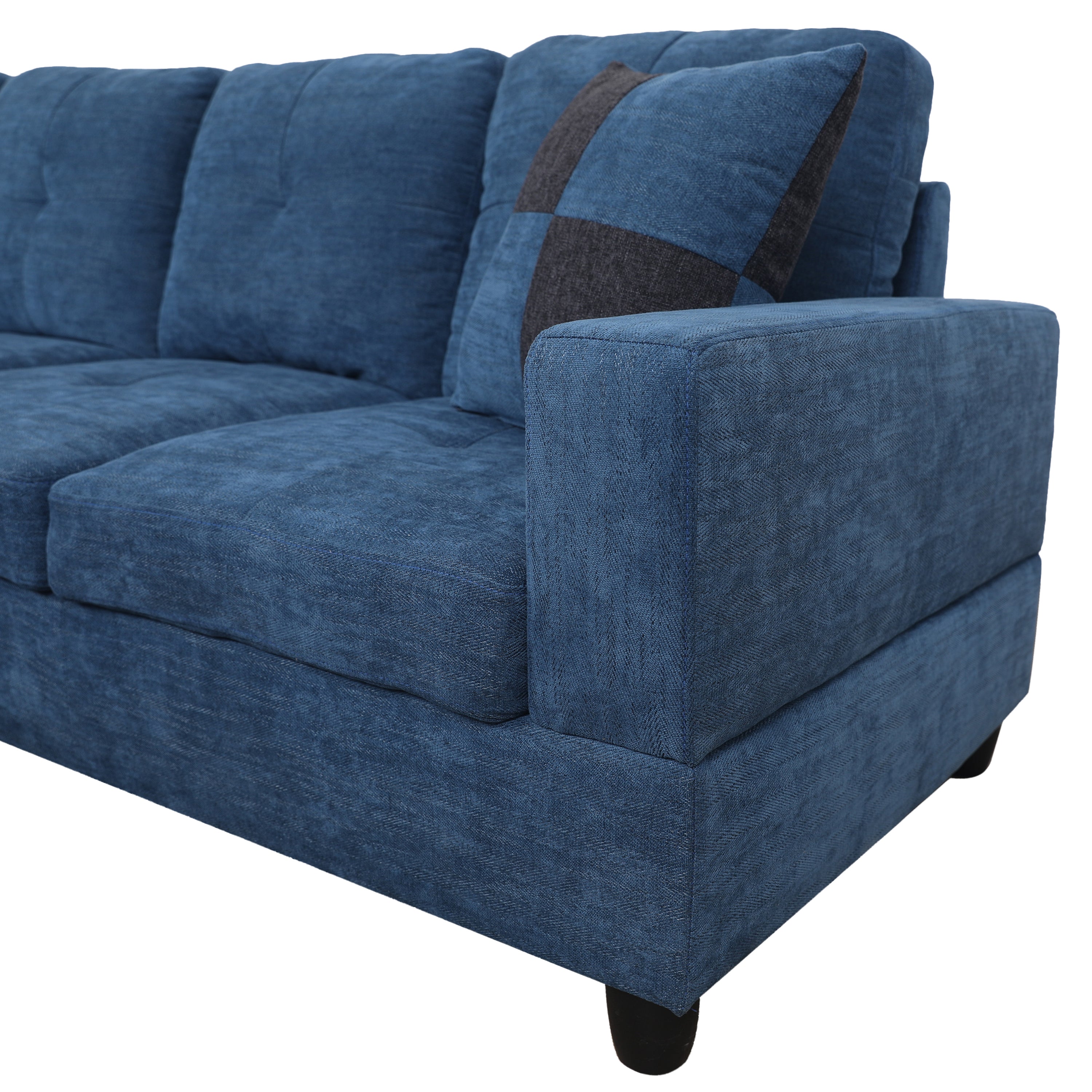 Conjunto de sofá seccional en forma de L de franela azul de Ainehome para sala de estar