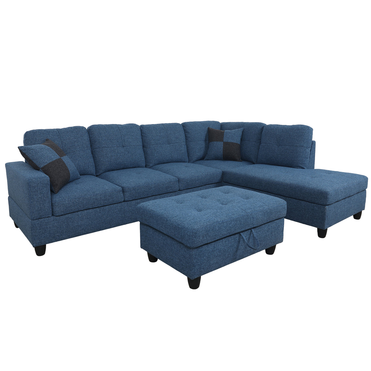 Ainehome 3-teiliges Sofa-Set aus blauem Leinen für das Wohnzimmer