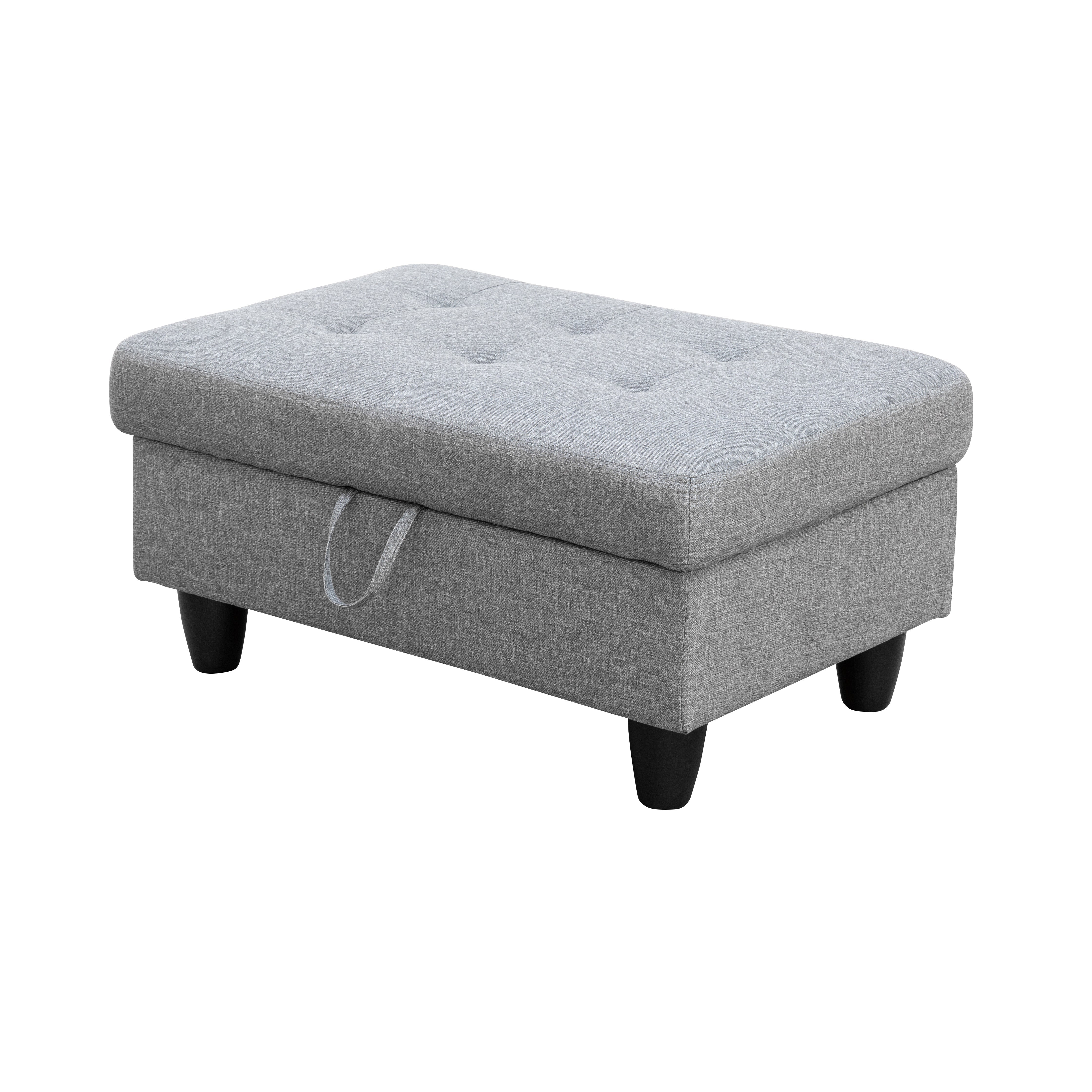Ainehome Grey Linen Storage Ottoman Living Room Sofa