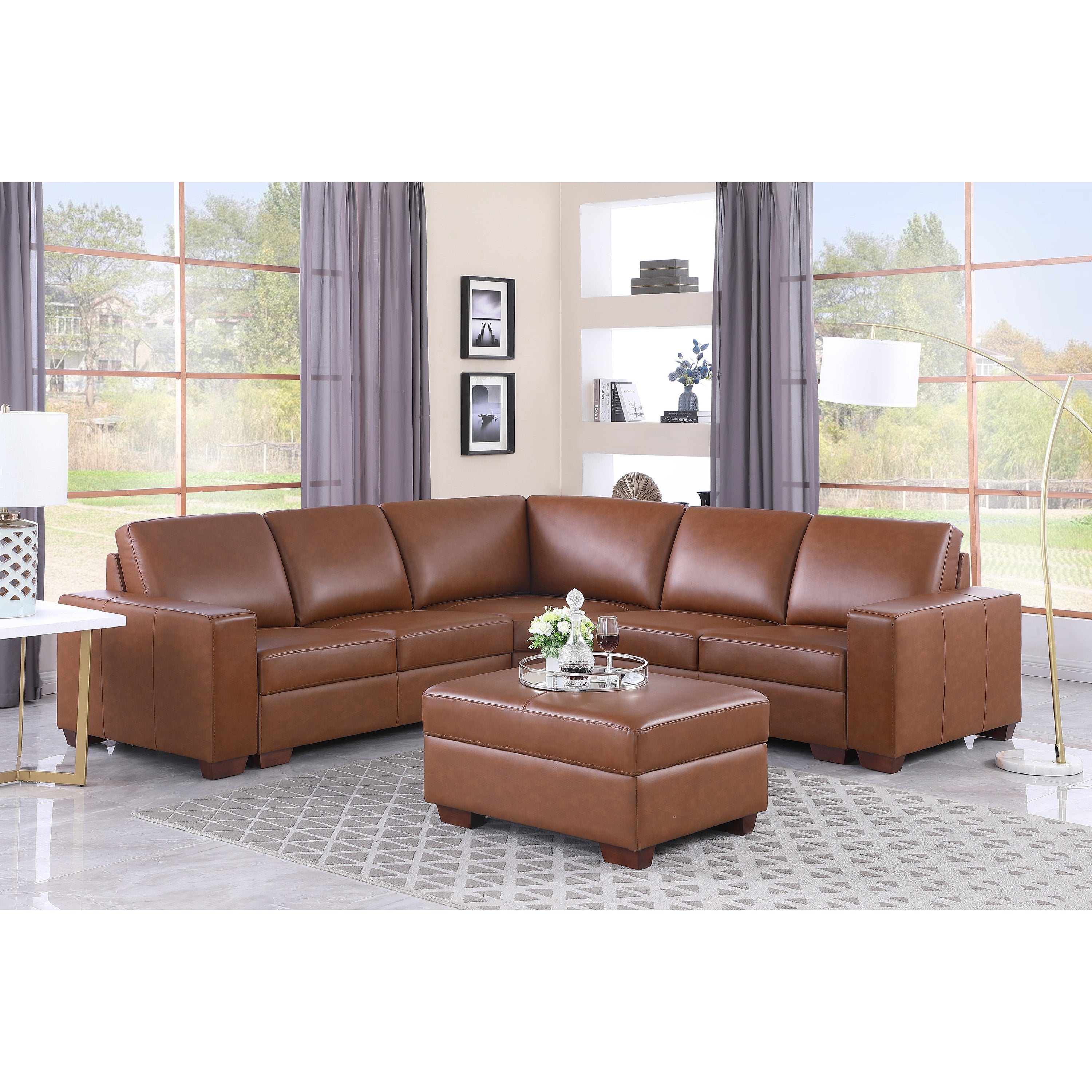 Ainehome Sofasessel aus Rindsleder, braun 