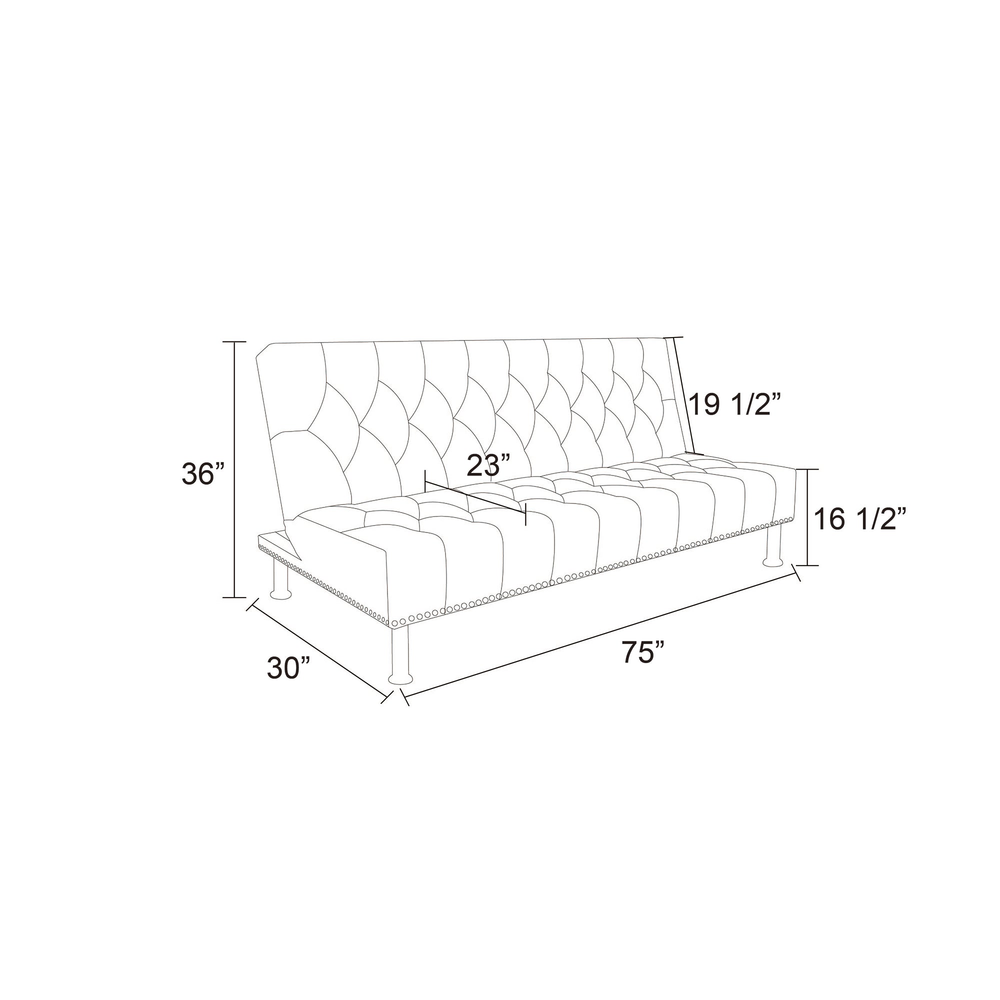 Ainehome Black Faux Leather Sofa bed