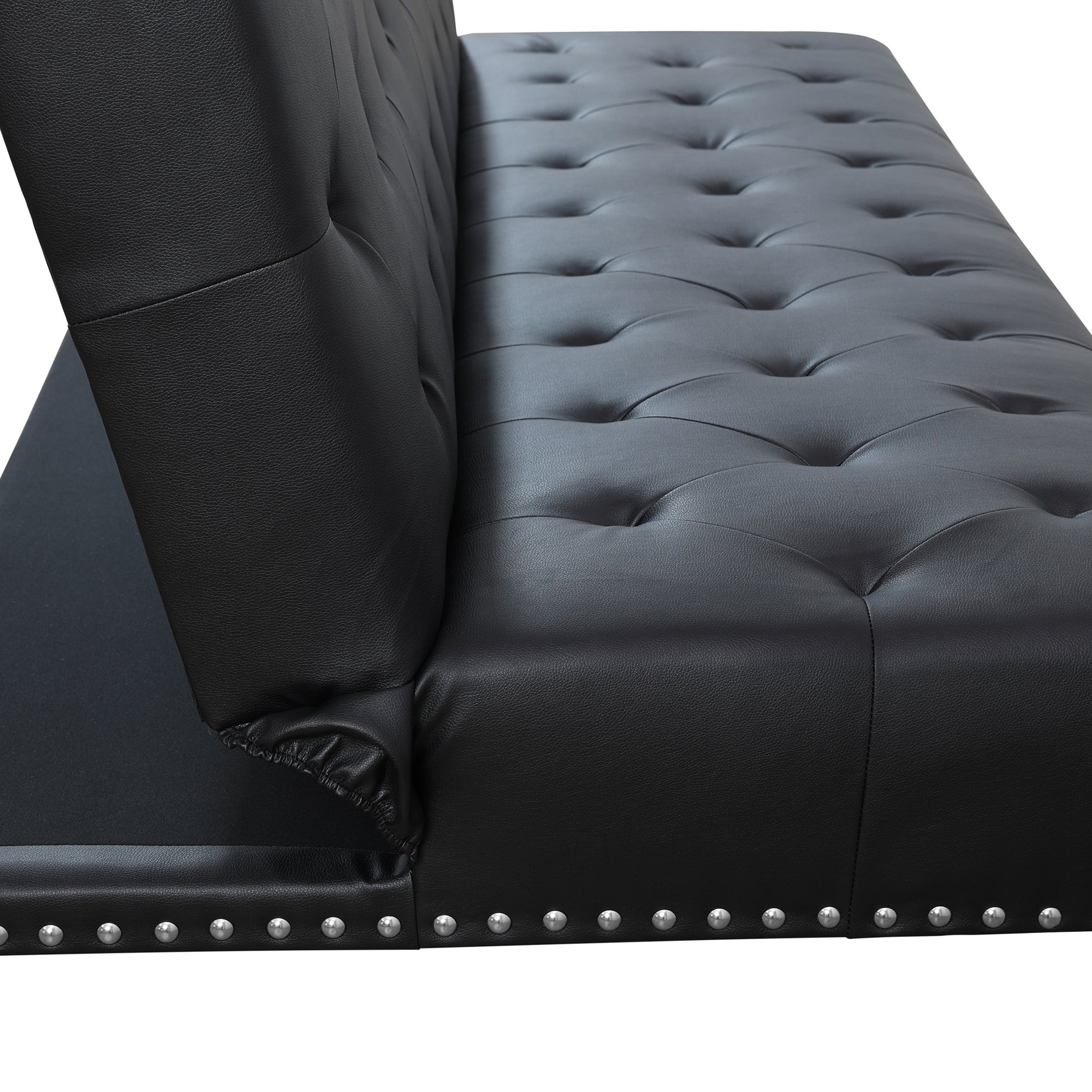 Ainehome Black Faux Leather Sofa bed