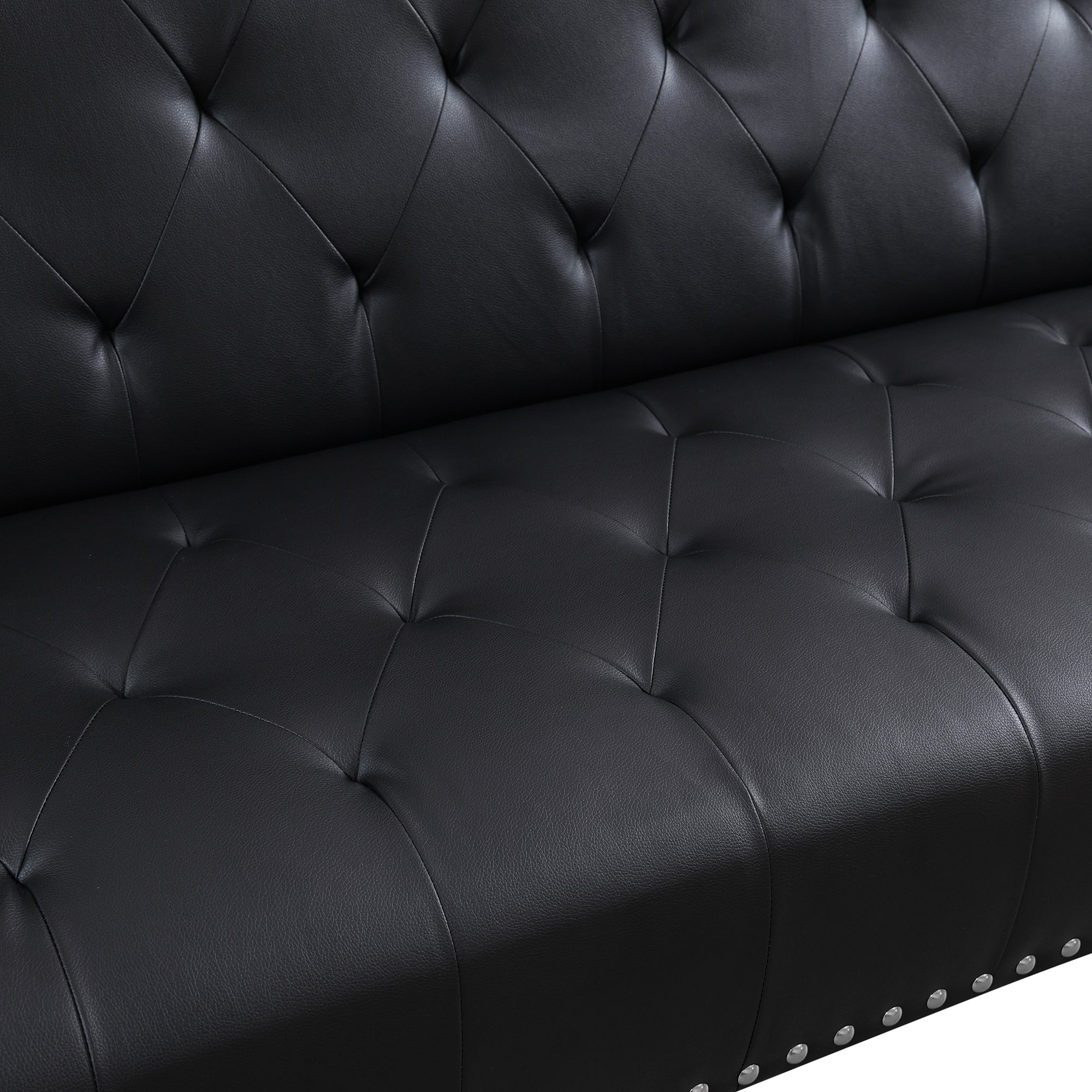 Ainehome Black Faux Leather Sofa bed