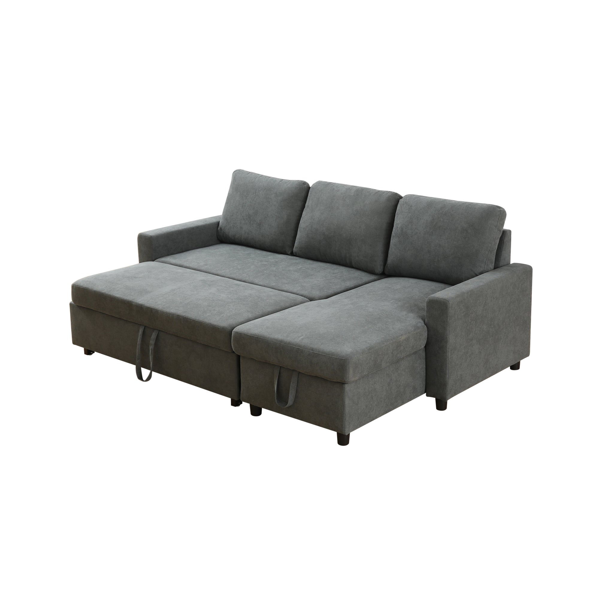 Ainehome L-förmiges Schlafsofa aus Flanell in Dunkelgrau