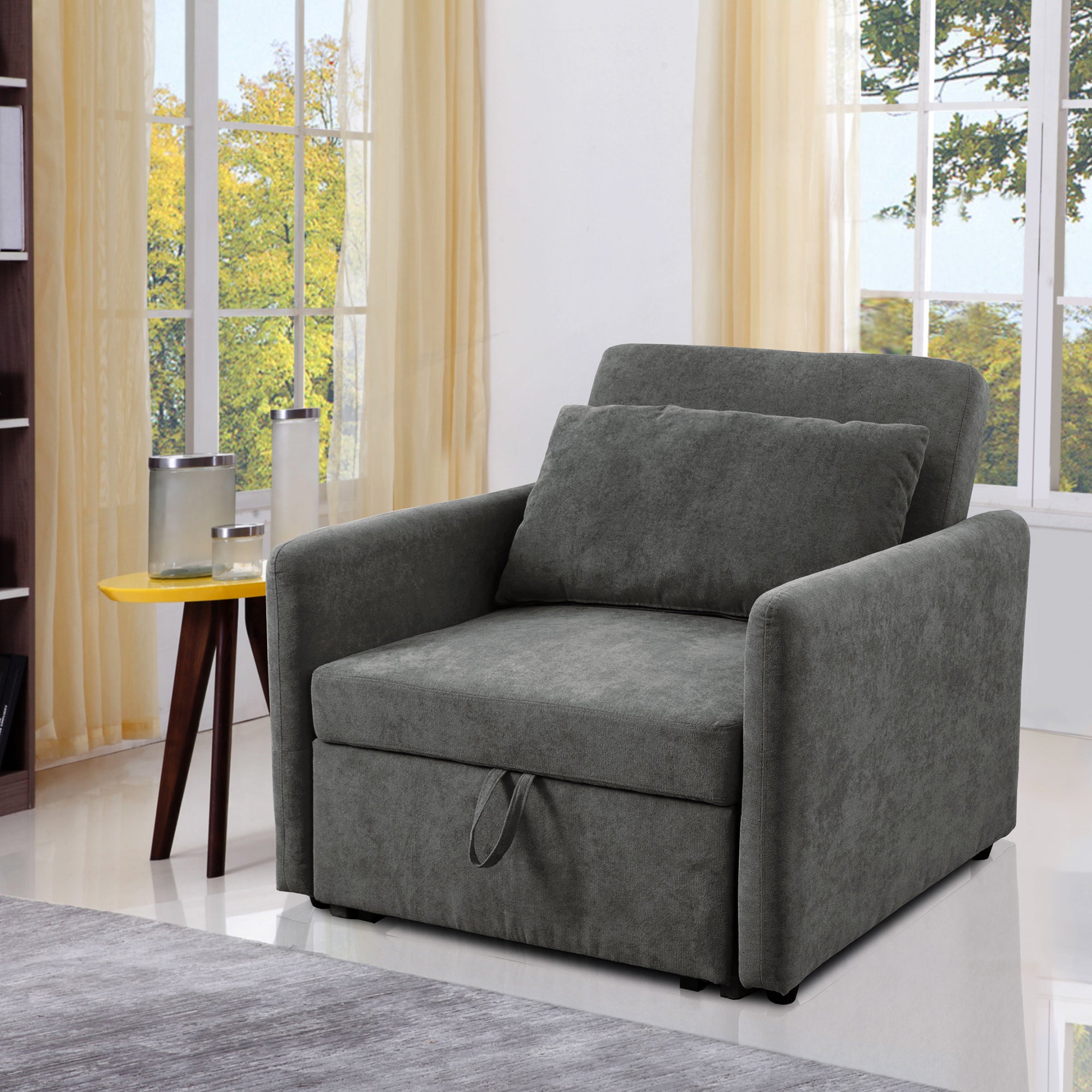 Ainehome Umwandelbares Einsitzer-Schlafsofa, Dunkelgrau, Lint